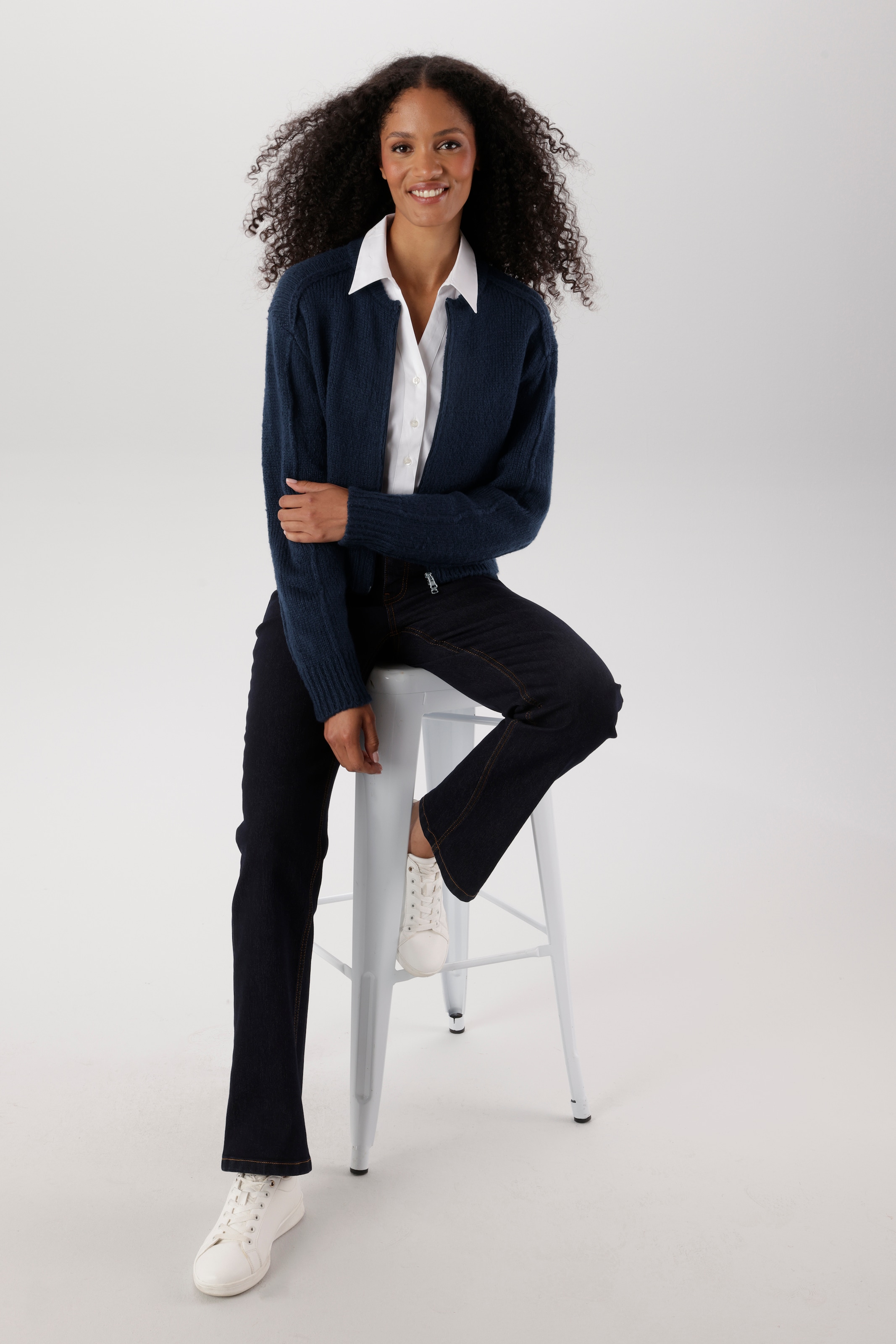Aniston SELECTED Strickjacke Blousonform und Zwei-Wege-Reißverschluß NEUE KOLLEKTION