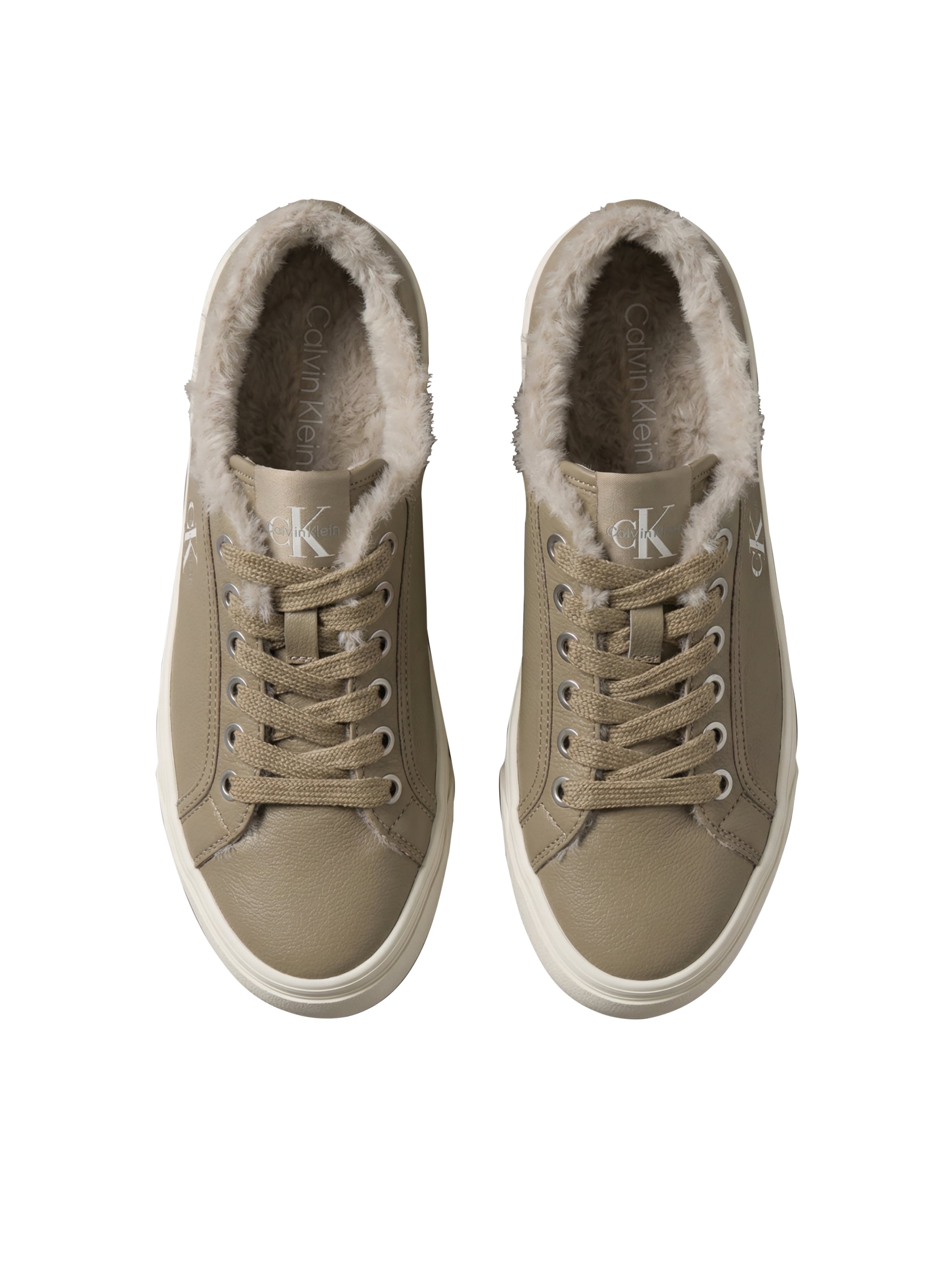 Calvin Klein Plateausneaker »VULC FLATF LACEUP LTH FUR«  Halbschuh, Schnürschuh, Casual-Sneaker mit seitlichem CK-Logo