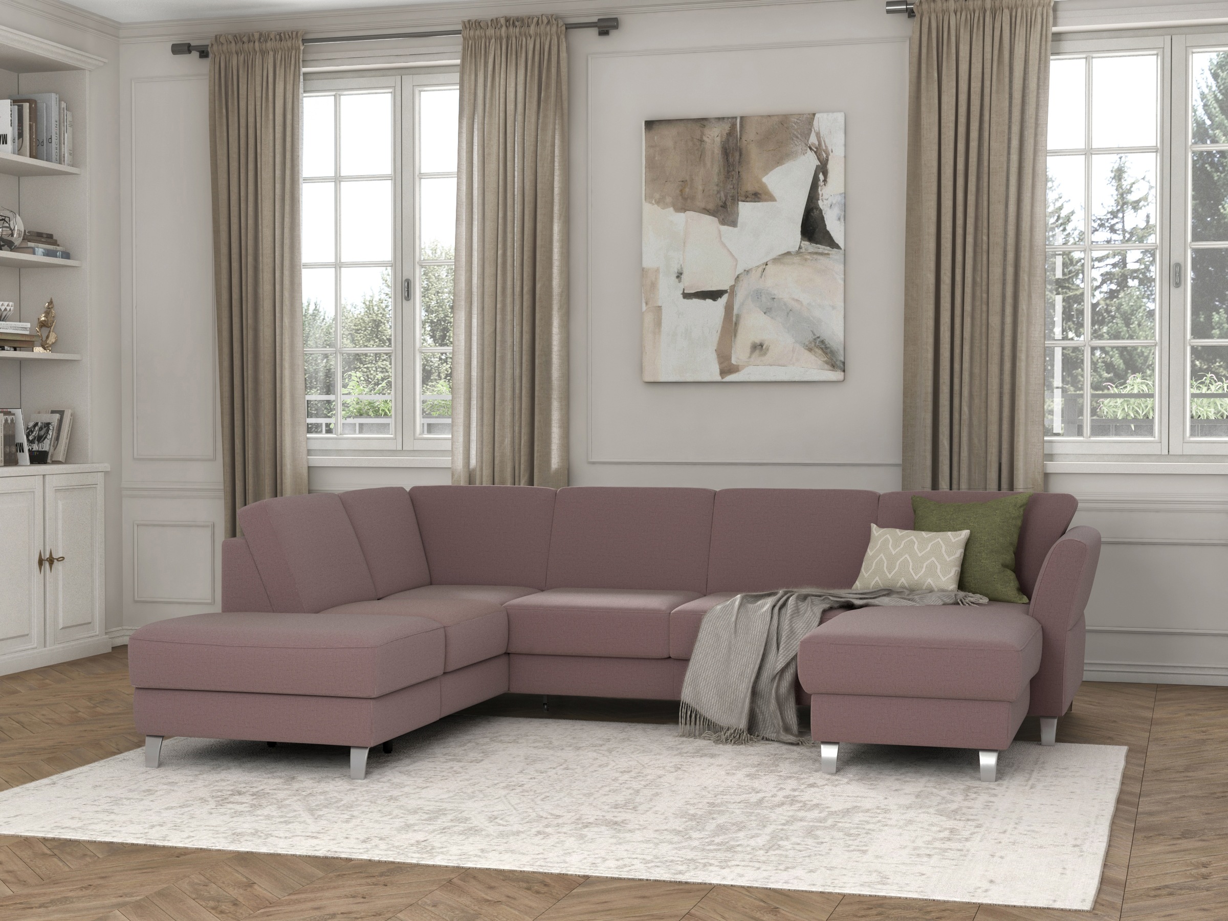sit&more Wohnlandschaft »Visby U-Form«, Wahlweise mit Bettfunktion und Stauraum, frei im Raum stellbar