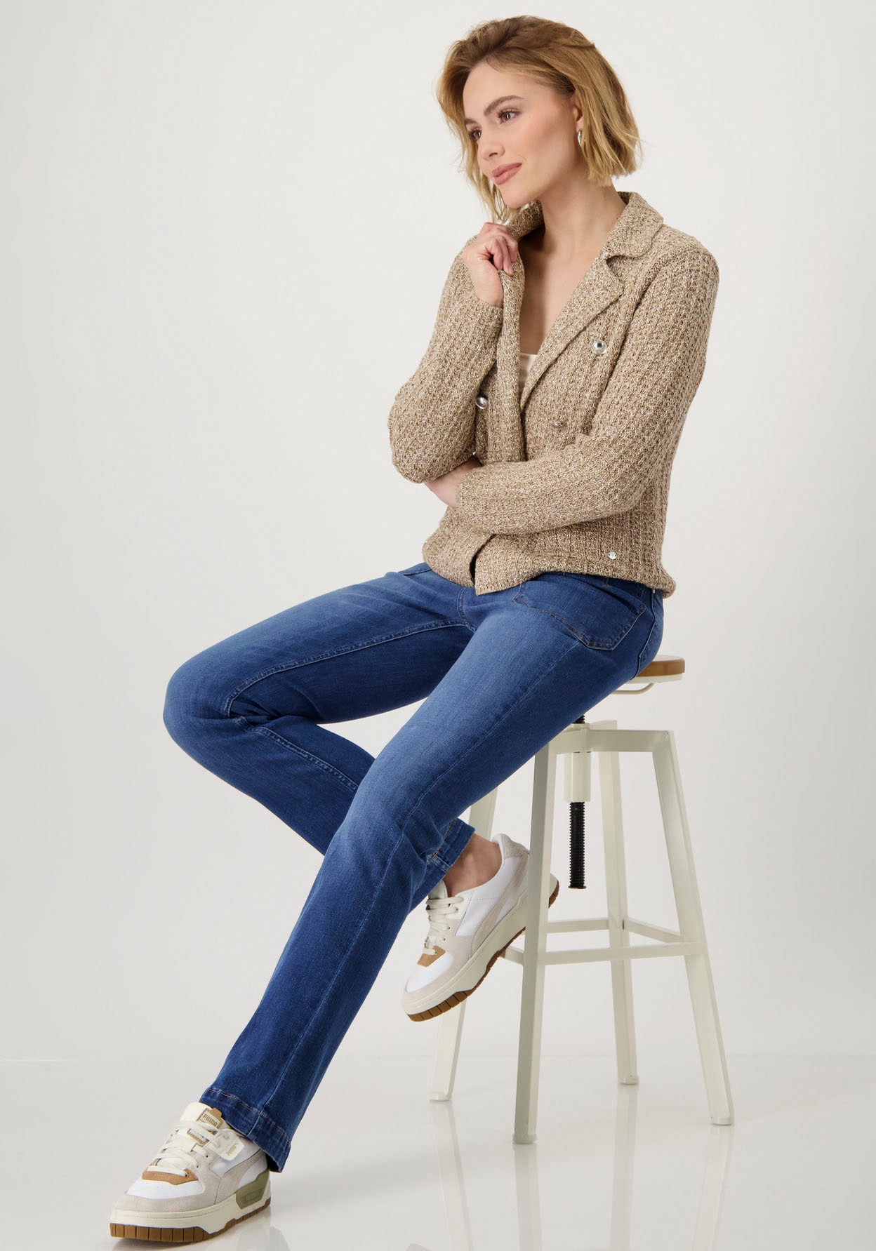 Monari Strickjacke, aus Tweedmaterial