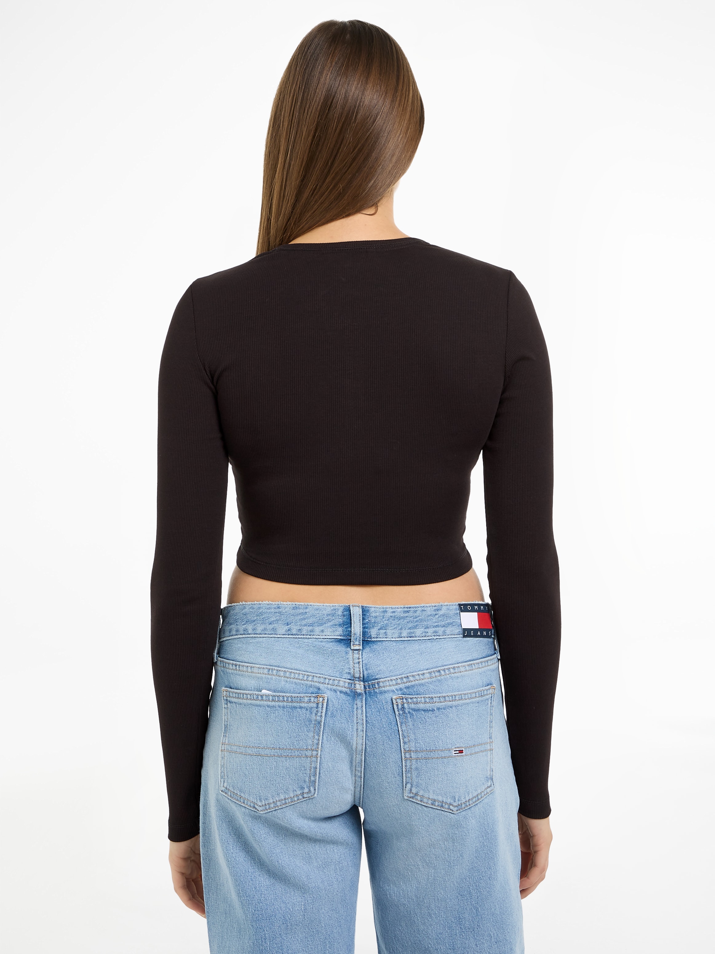 Tommy Jeans Langarmshirt »TJW CRP HENLEY TOP LS«, in modischer Cropped Form