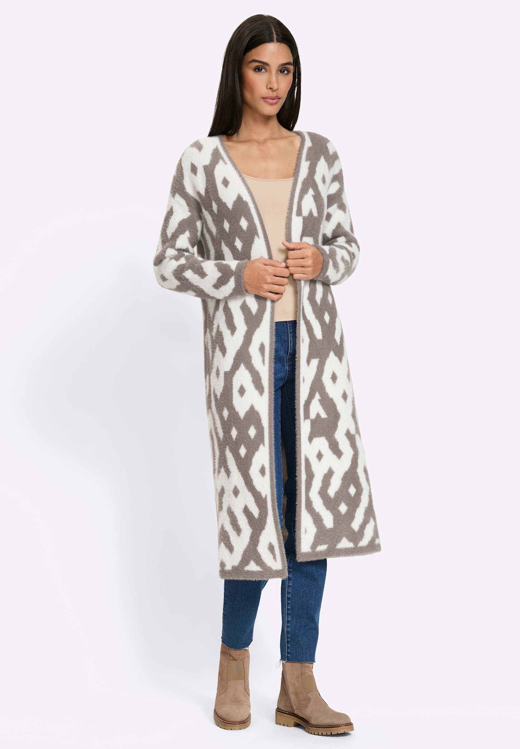 heine Strickjacke »Strickmantel Strickmantel mit Grafik-Dessin«