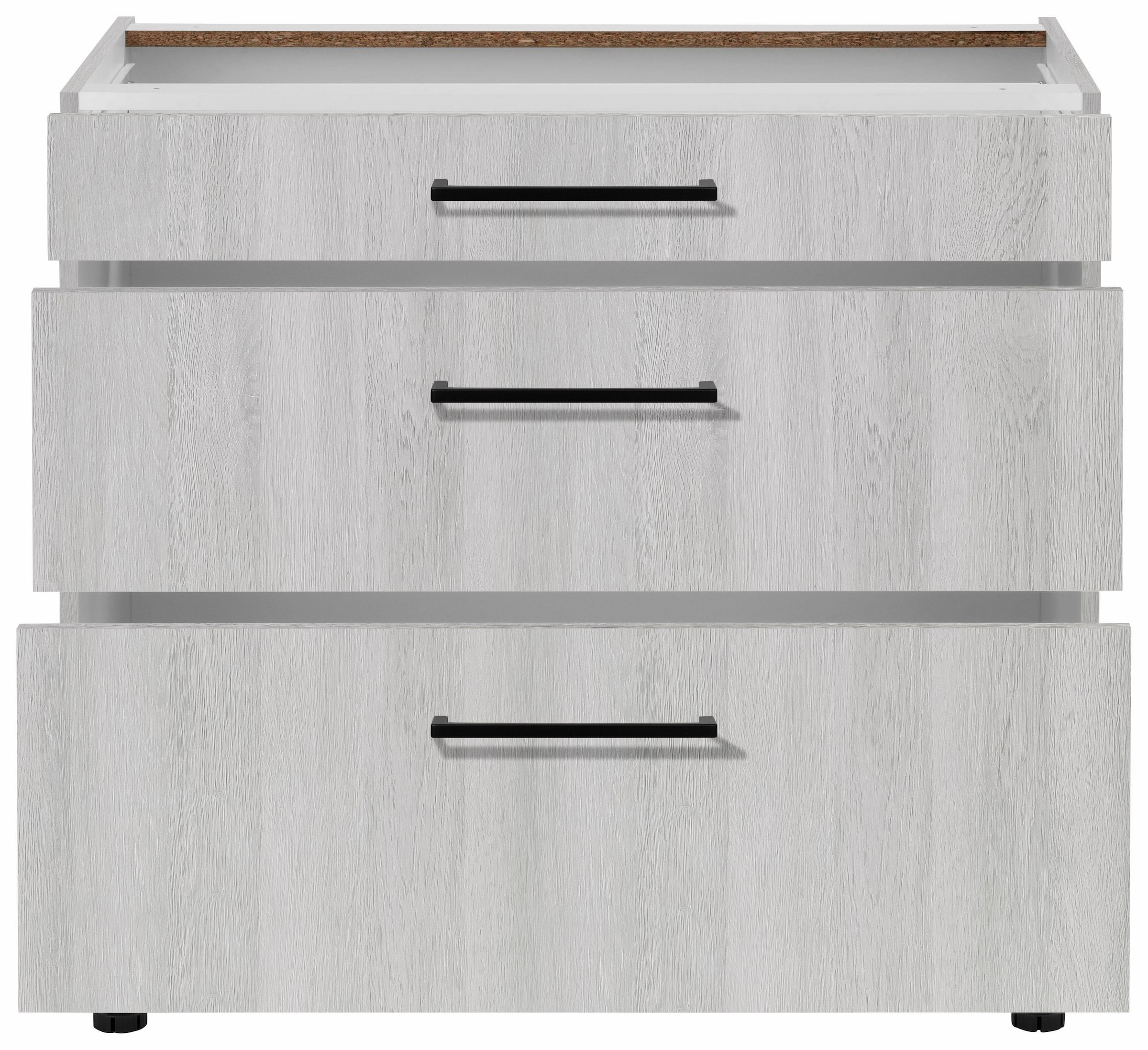 wiho Küchen Unterschrank »Nisos«, 90 cm breit, Soft-Close in Schubladen, verstellbare Füße, ohne Platte