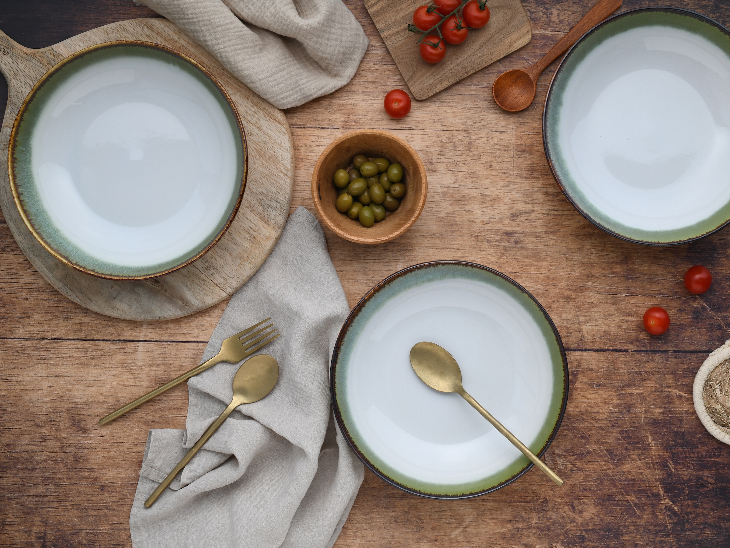 CreaTable Schale »Cascade, Poke Bowl 22,5 cm 4-tlg« 4 Stk. aus Steinzeug Rekativglasur, Healthy Food