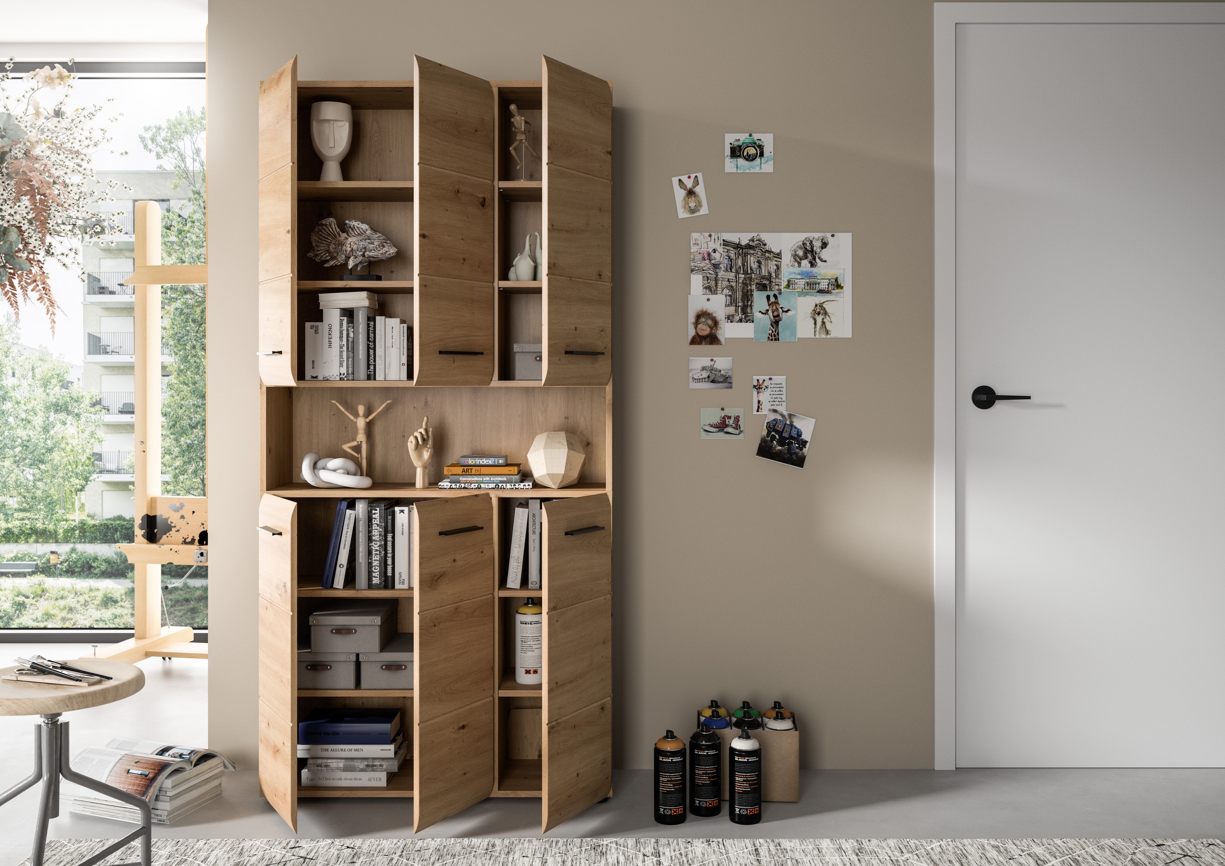 INOSIGN Stauraumschrank 1 Stk. tlg. Florenz, Mehrzweckschrank Artisan Oak NB, 185 cm Höhe, Bad