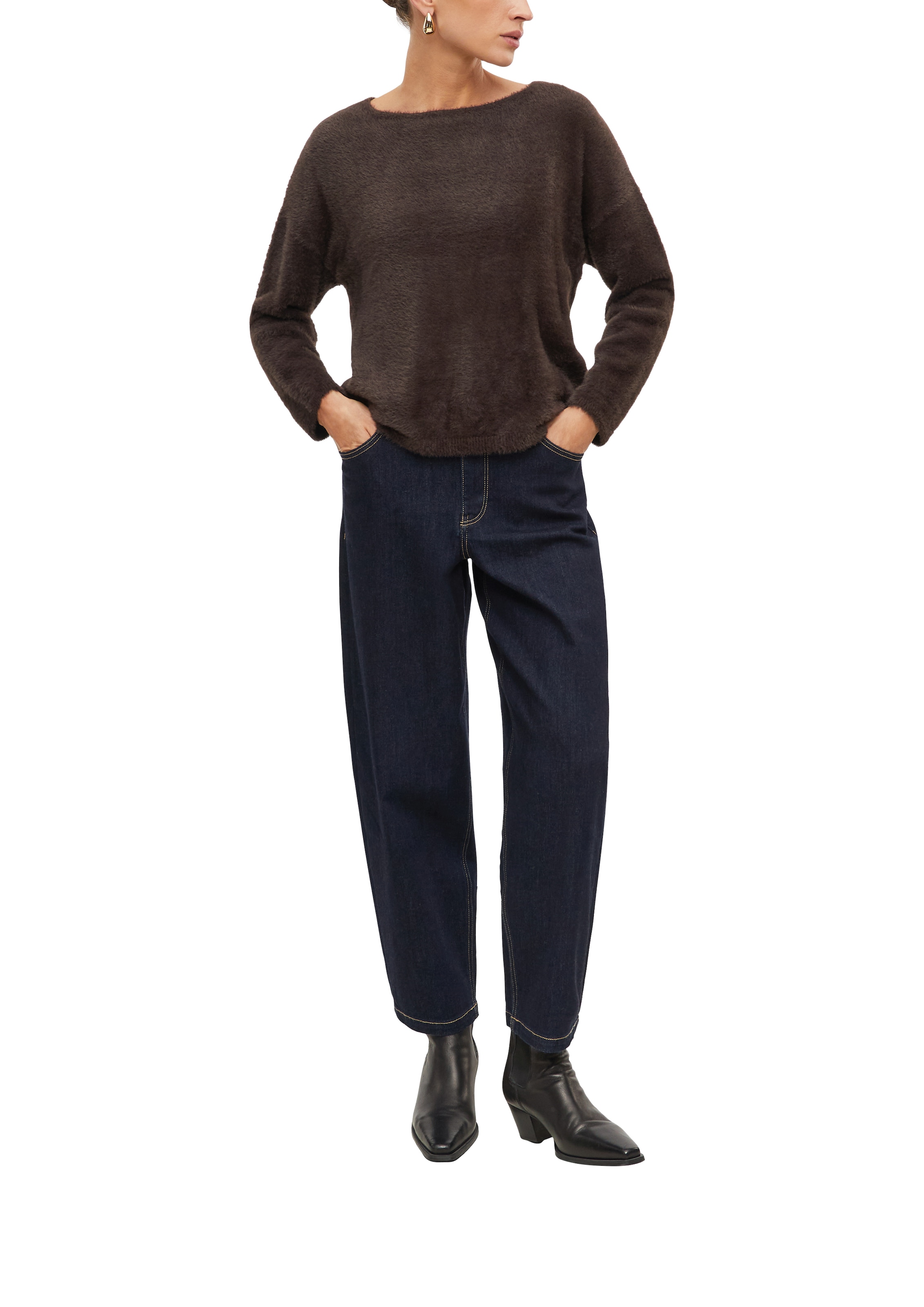 s.Oliver BLACK LABEL Strickpullover U-Boot-Ausschnitt, Regular Fit, Viskosemix