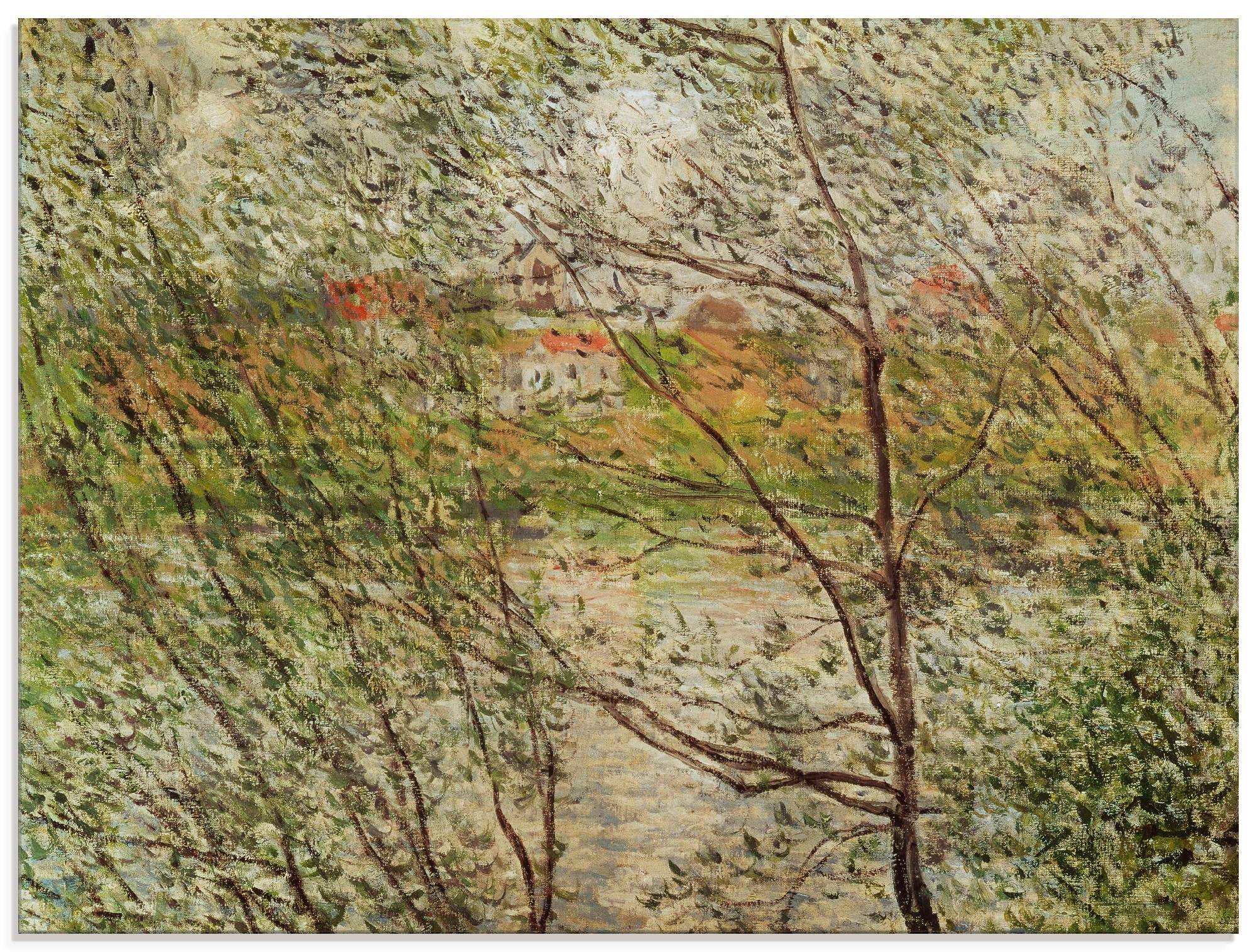 Artland Glasbild »Blick durch Frühlingszweige. 1878.«, Bäume, (1 St.)
