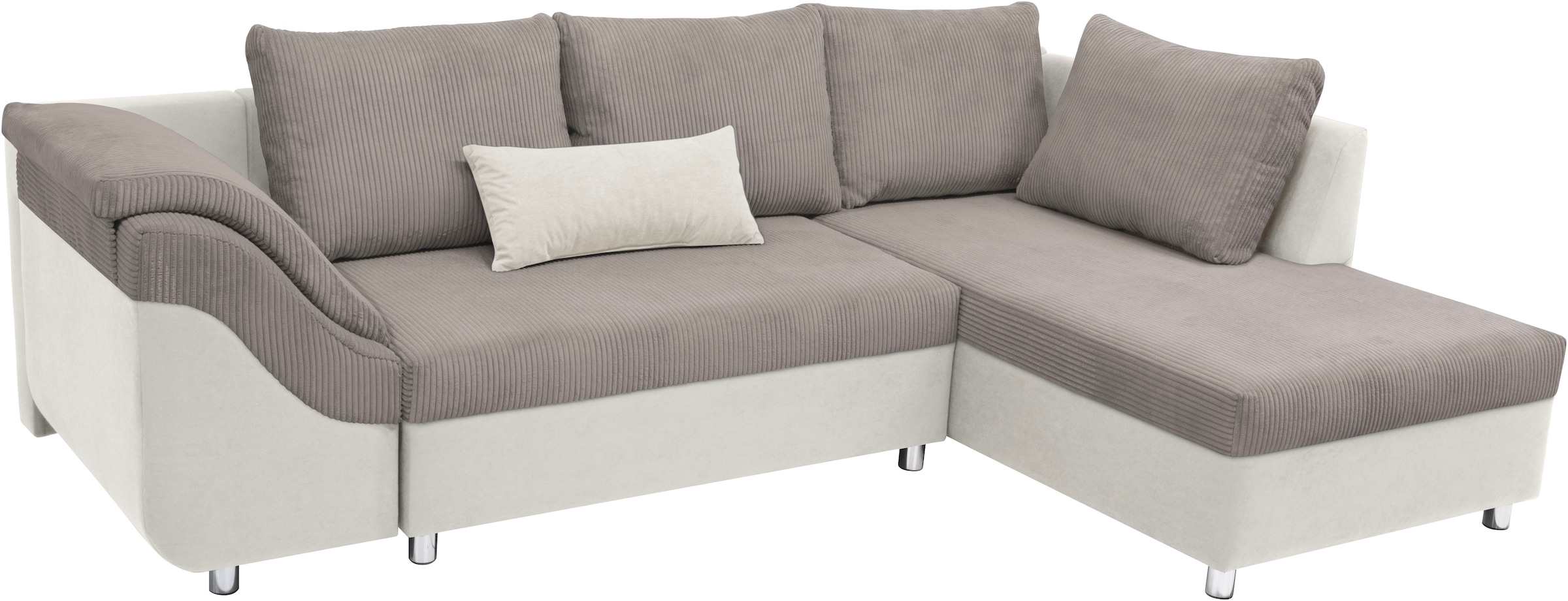 COLLECTION AB Ecksofa »Sally L-Form, B: 256 cm« 1 Zierkissen, optional Schlaffunktion & Bettkasten