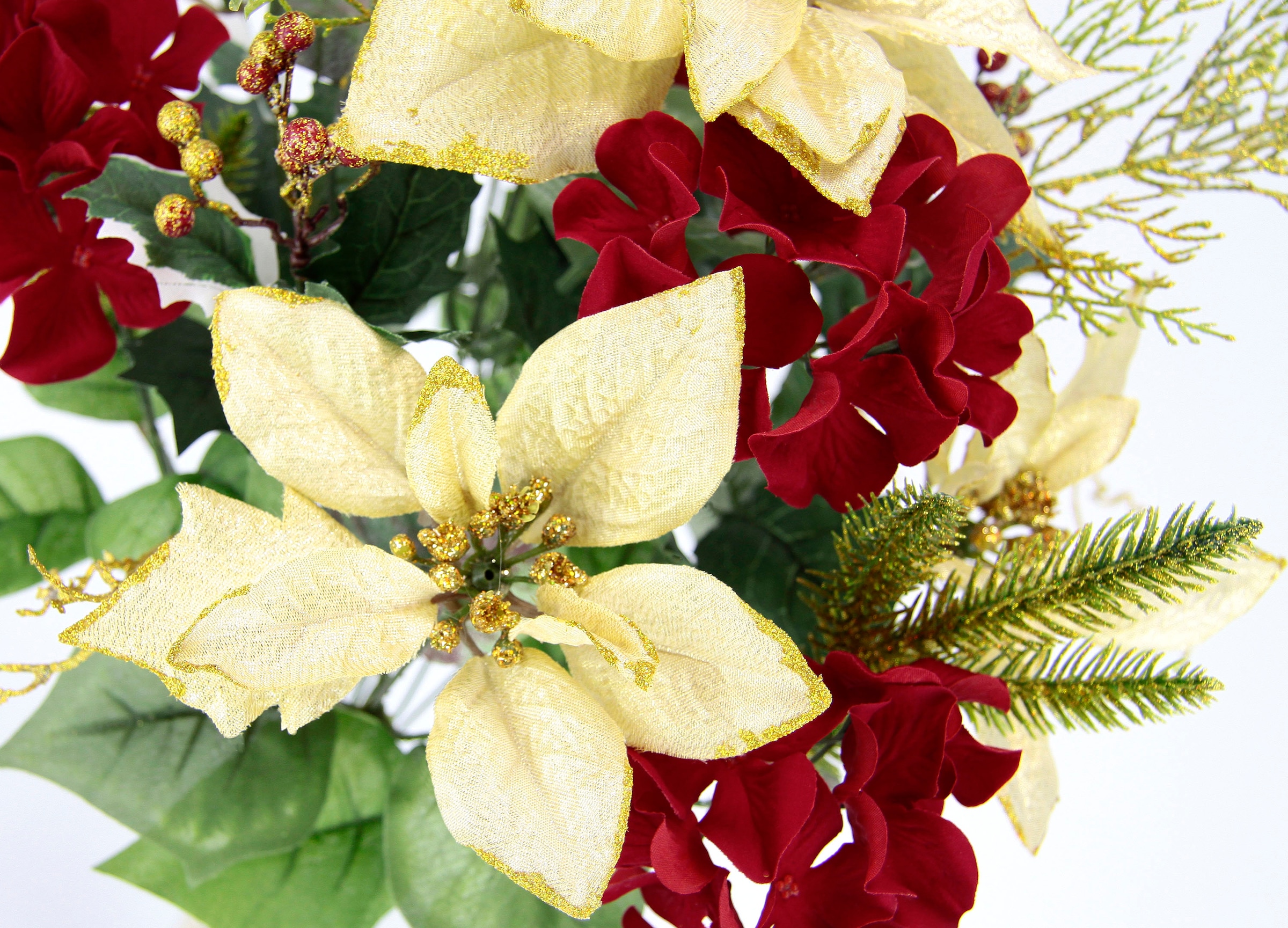 I.GE.A. Kunstblumenstrauß »Bouquet Poinsettia/Hortensie«, Weihnachtsstern Christstern Weihnachtsdeko Kunstblume Sträuße
