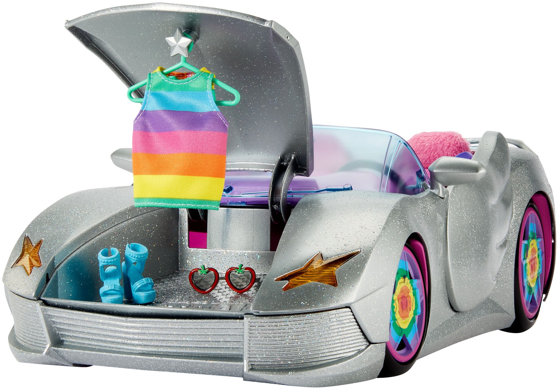 Barbie Puppen Fahrzeug »Extra, Cabrio, glitzert, mit Regenbogen Reifen und Zubehör«