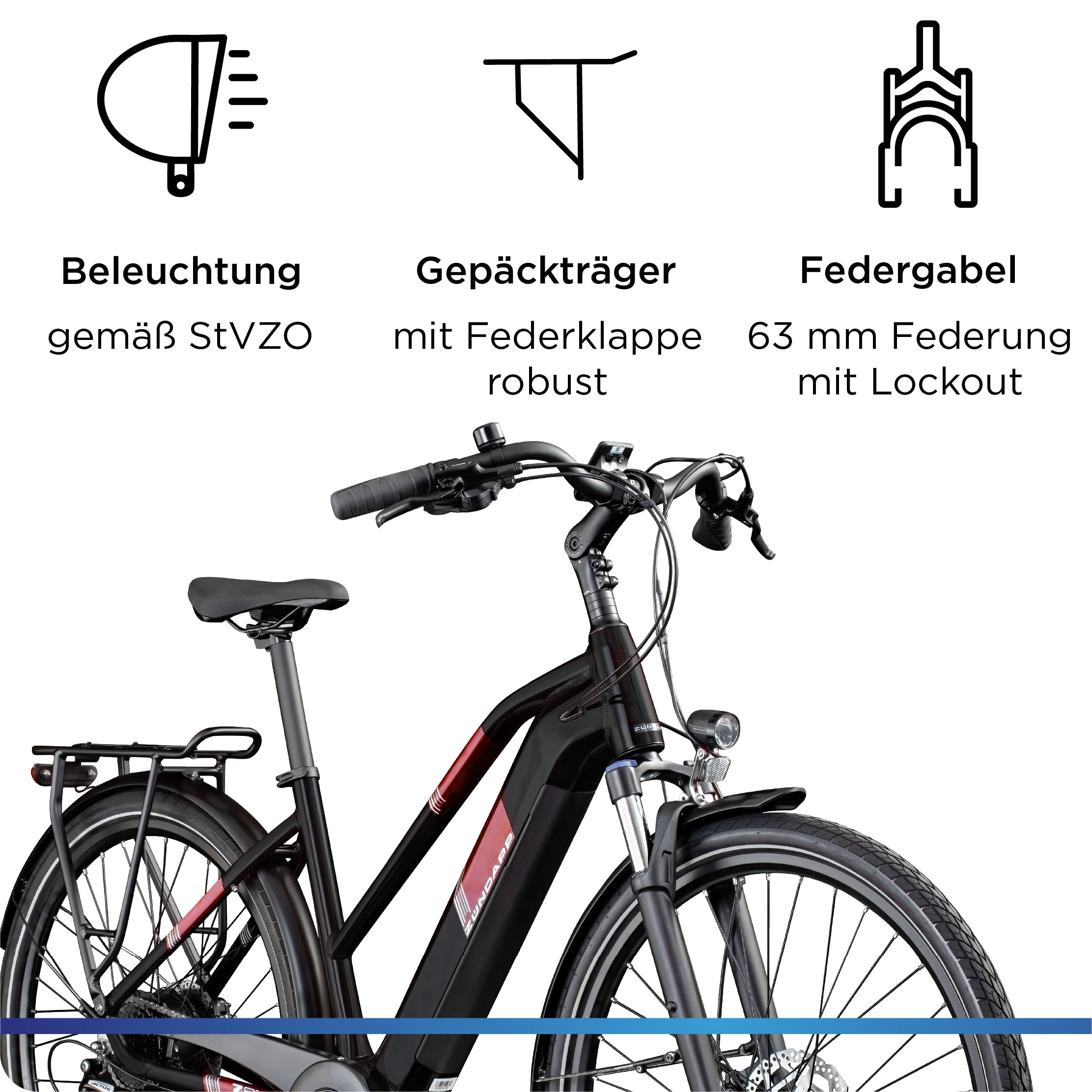 Zündapp »Z810« 8 Gang Shimano Altus RD-M310 Schaltwerk Kettenschaltung Heckmotor 250 W Pedelec, Elektrofahrrad für Damen und Herren