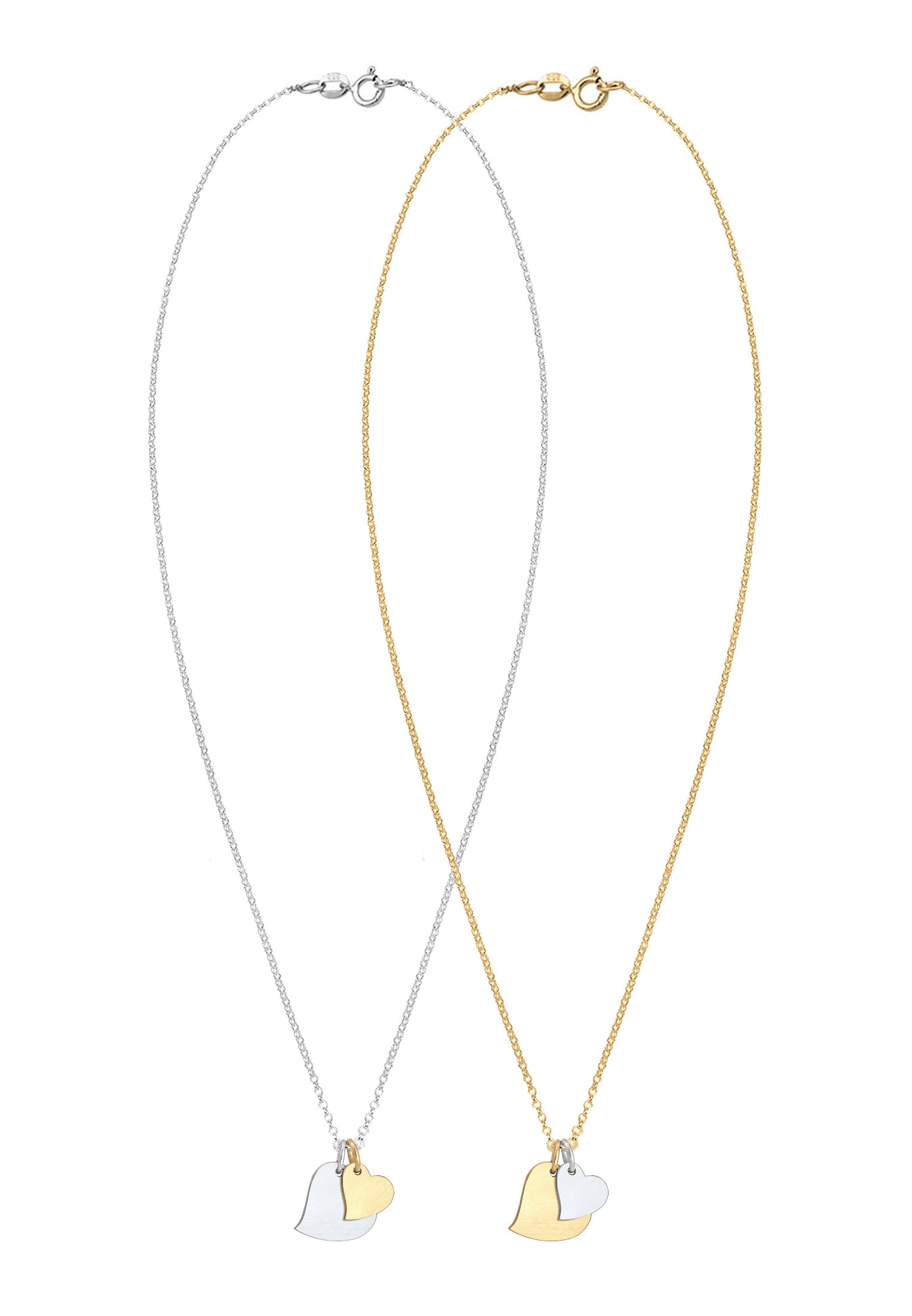 Elli Ketten-Set »Halskette Mutter Tochter Bi-Color Herzen 925 Sterling Silber vergoldet«