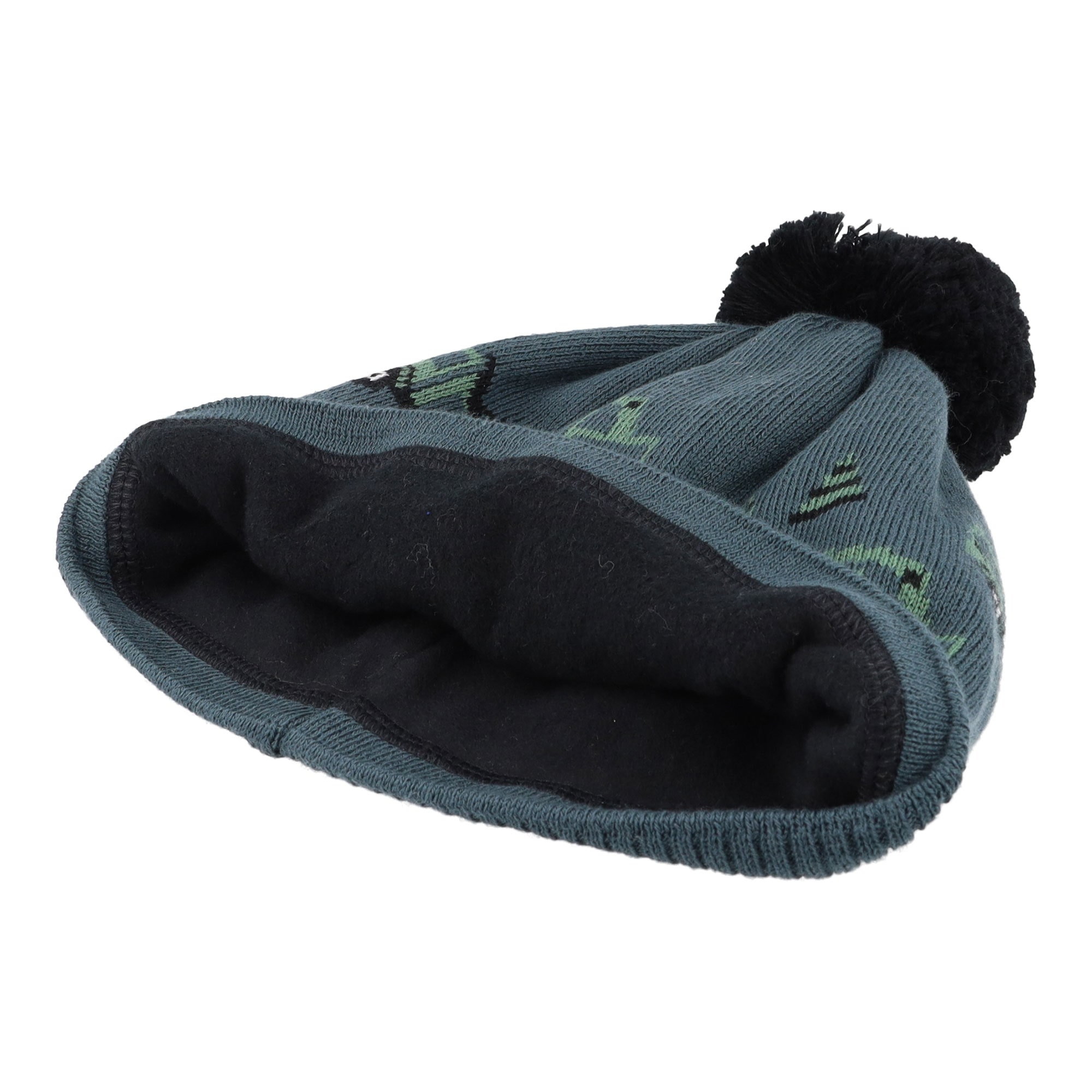 MAXIMO Strickmütze Baumwolle, gefüttert, kontrastfarbener Bommel, Motiv