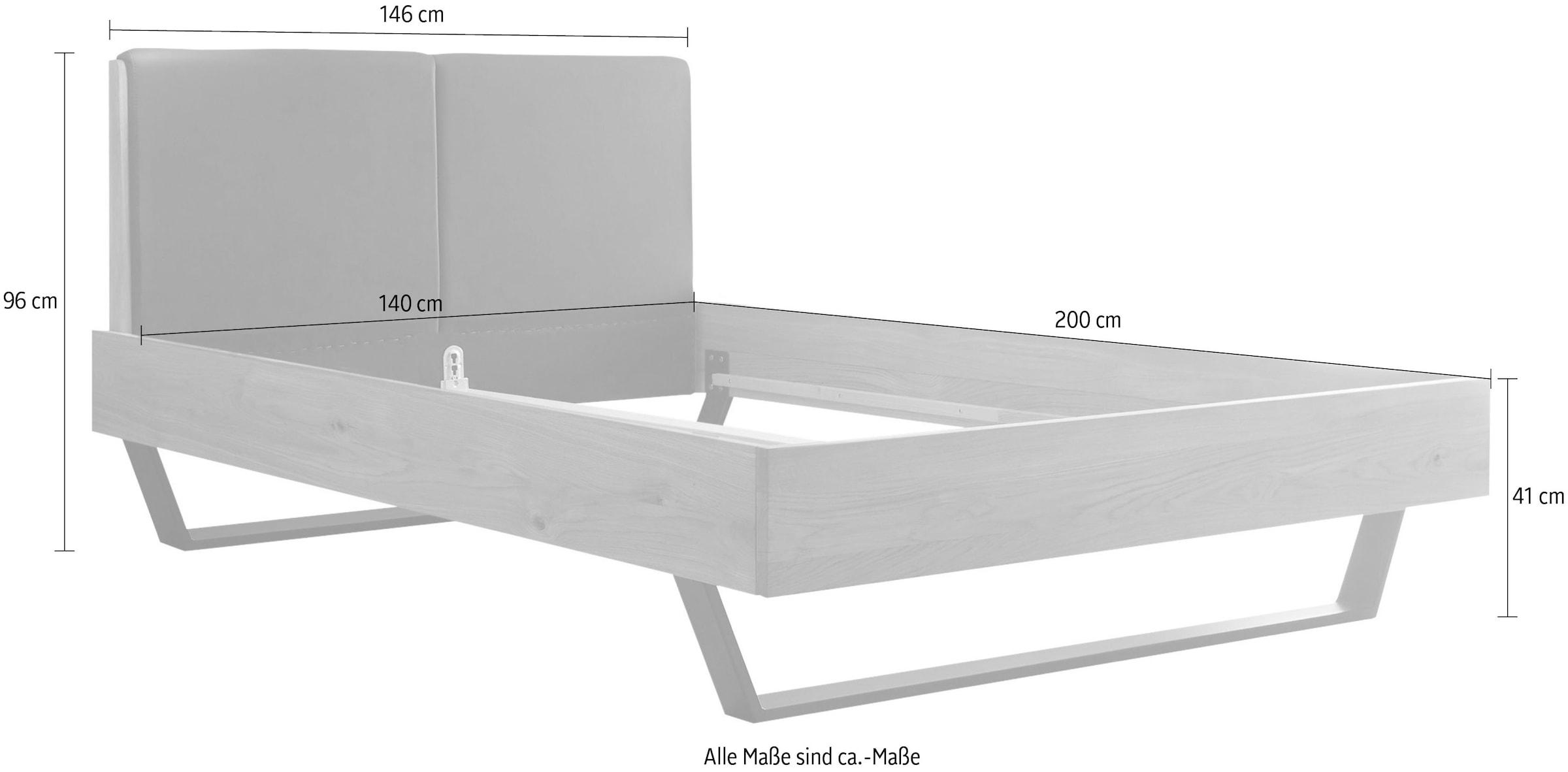 Schlafkontor Massivholzbett »Keke«, Eiche Massiv wahlweise in 180x200 cm oder 140x200 cm