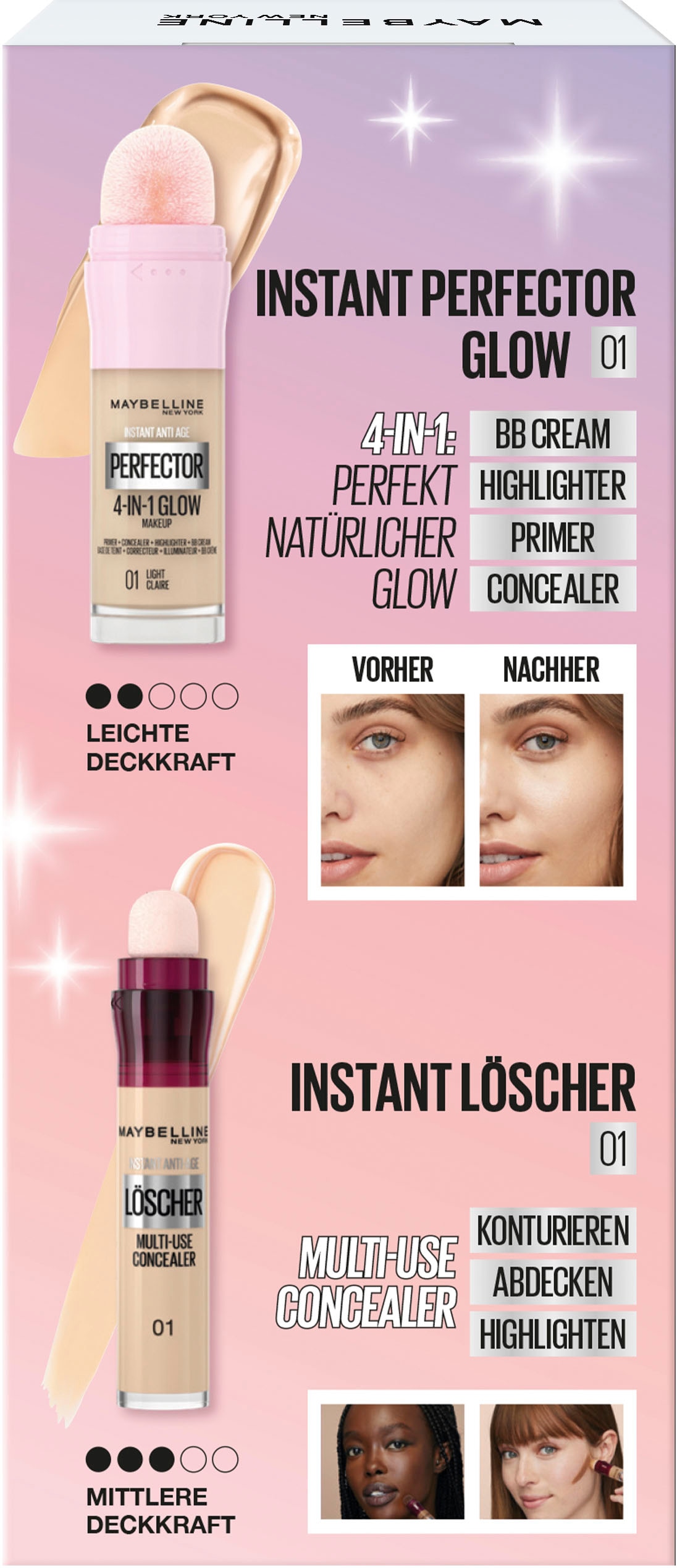 MAYBELLINE NEW YORK Schmink-Set »Maybelline New York Instant Perfector Glow + Concealer«