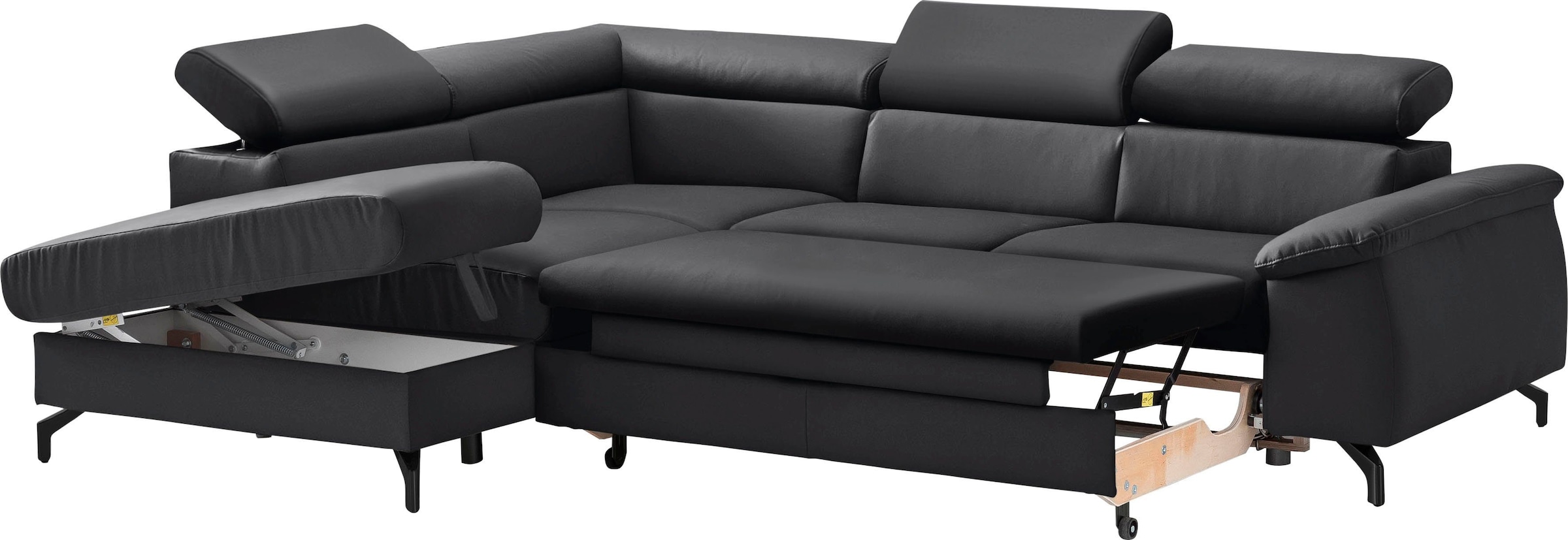 COTTA Polstergarnitur »Komaris L-Form«, (Set), Set bestehend aus: Ecksofa mit Kopfteilverstellung & Hocker
