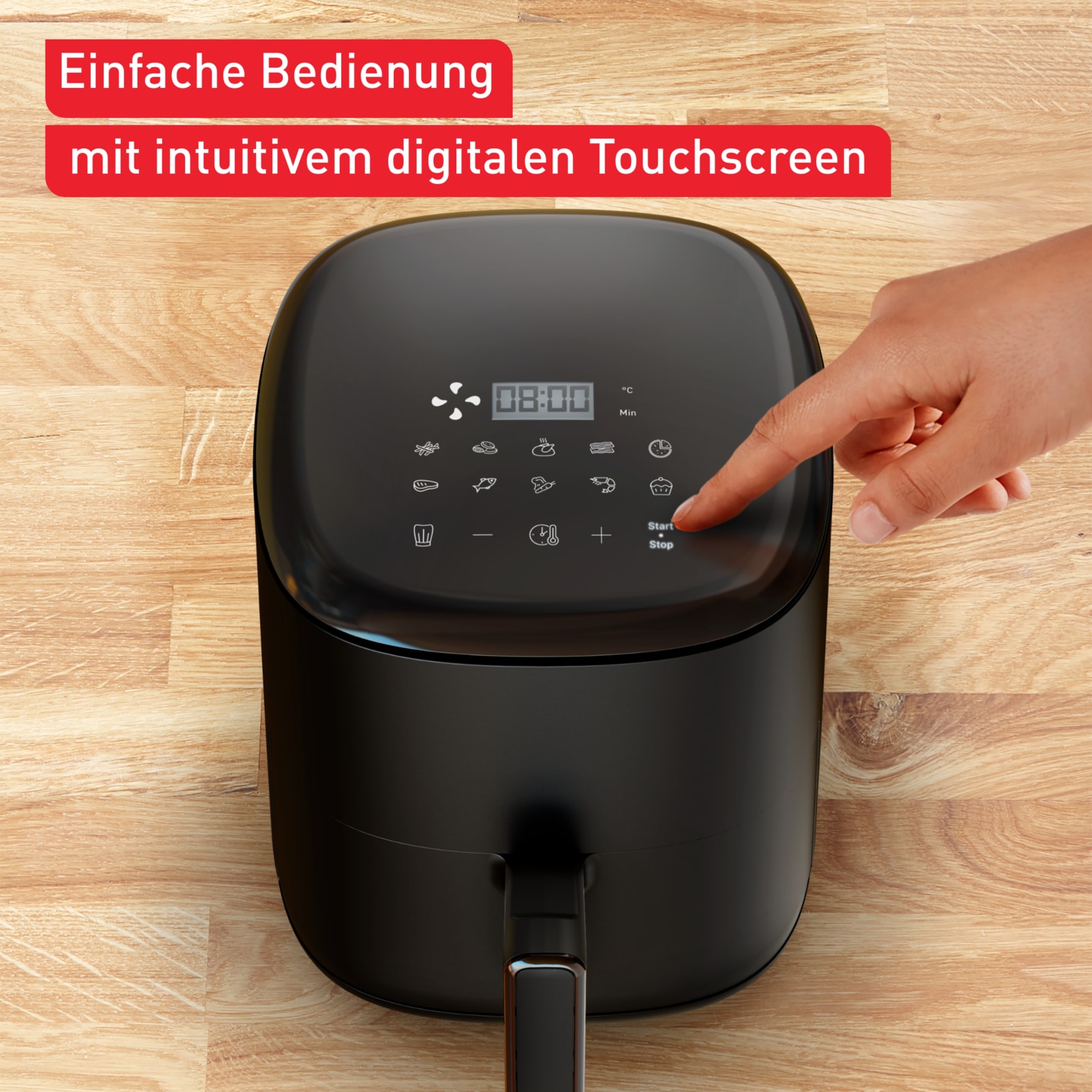 Tefal Heißluftfritteuse »EY1458 Easy Fry Compact«, 1300 W, für 1-4 Personen, 10 Programme, spart Zeit und Energie, EY1458