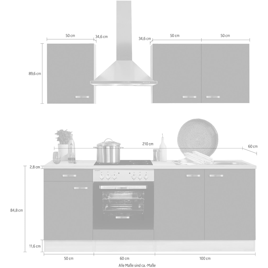 OPTIFIT Küchenzeile »Faro«, mit E-Geräten, Breite 210 cm