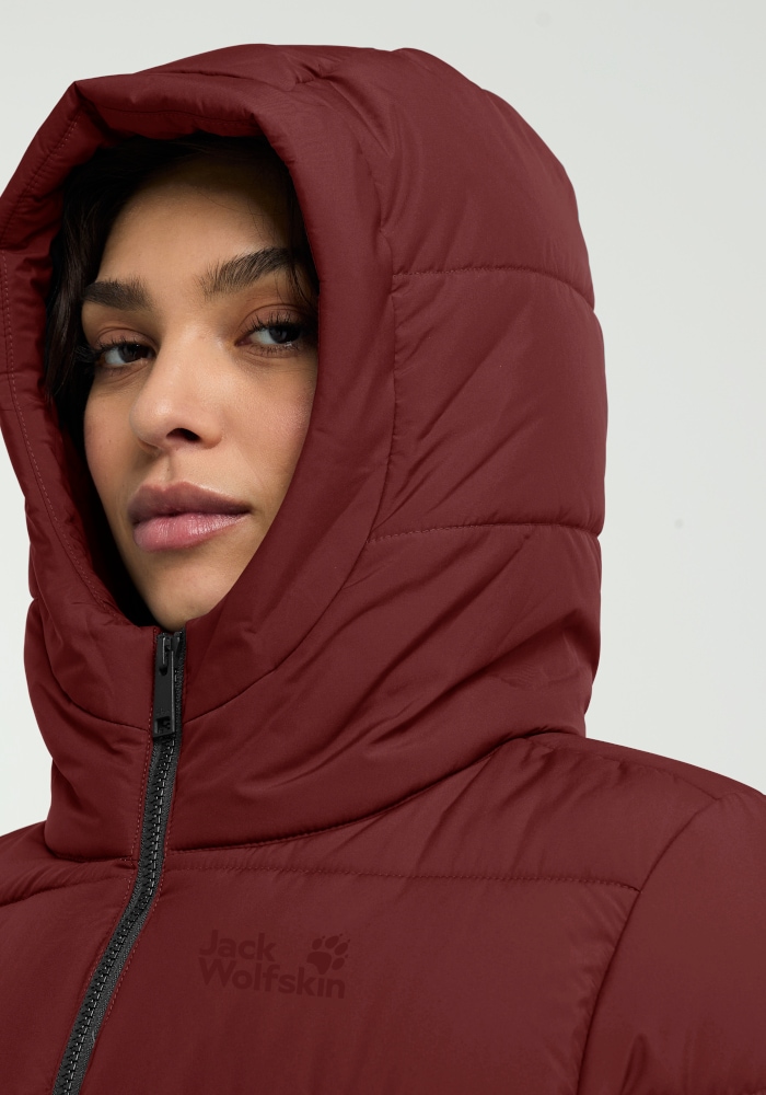 Jack Wolfskin Daunenmantel »FROZEN PALACE LONG JKT W RDS« mit Kapuze, wärmeisolierende Füllung, winddicht