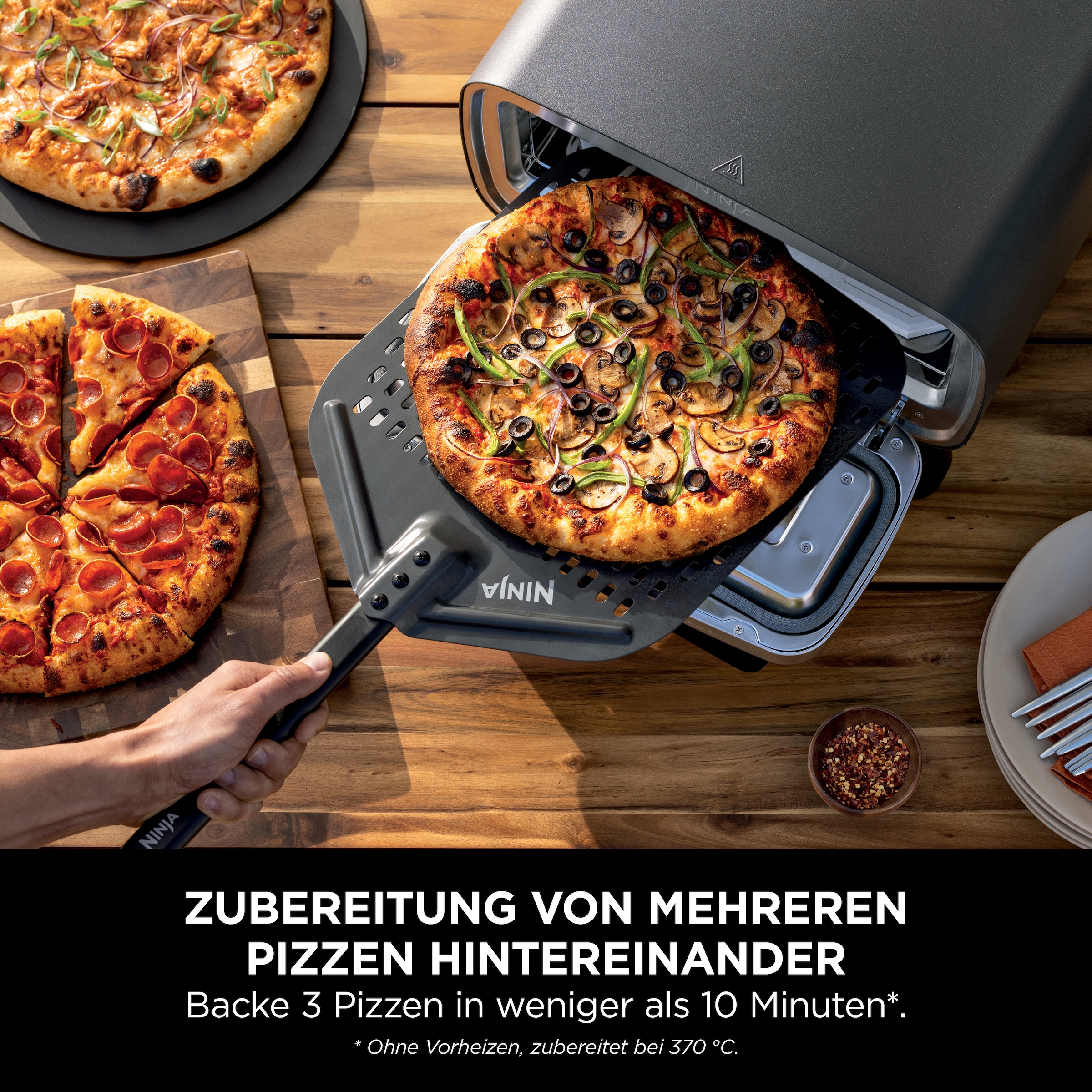 NINJA Pizzaofen »Artisan Outdoor-Elektro-Pizzaofen/Heißluftfritteuse MO201EU«