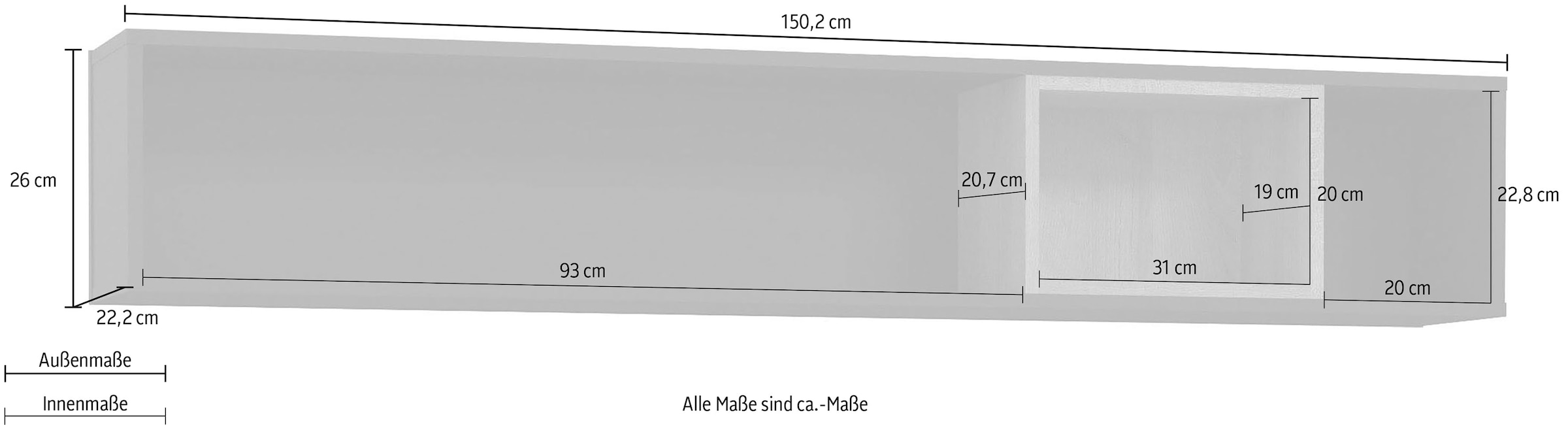 FORTE Wandboard »High Rock«, Breite 150 cm