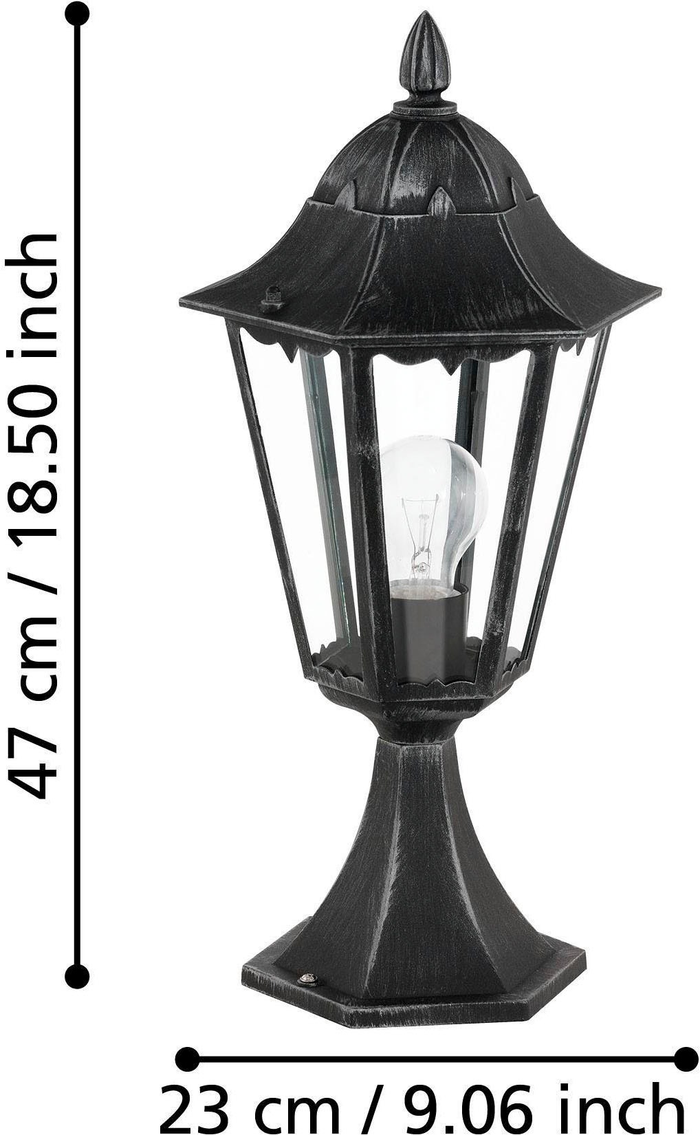 EGLO Sockelleuchte »Navedo Sockellampe, Außenlampe aus Aluguss und Glas, E27, IP44, Lampe« E27 1 Stk. Stehleuchte - H47 x Ø23 cm - schwarz, silber-patina - 1X60W exkl.