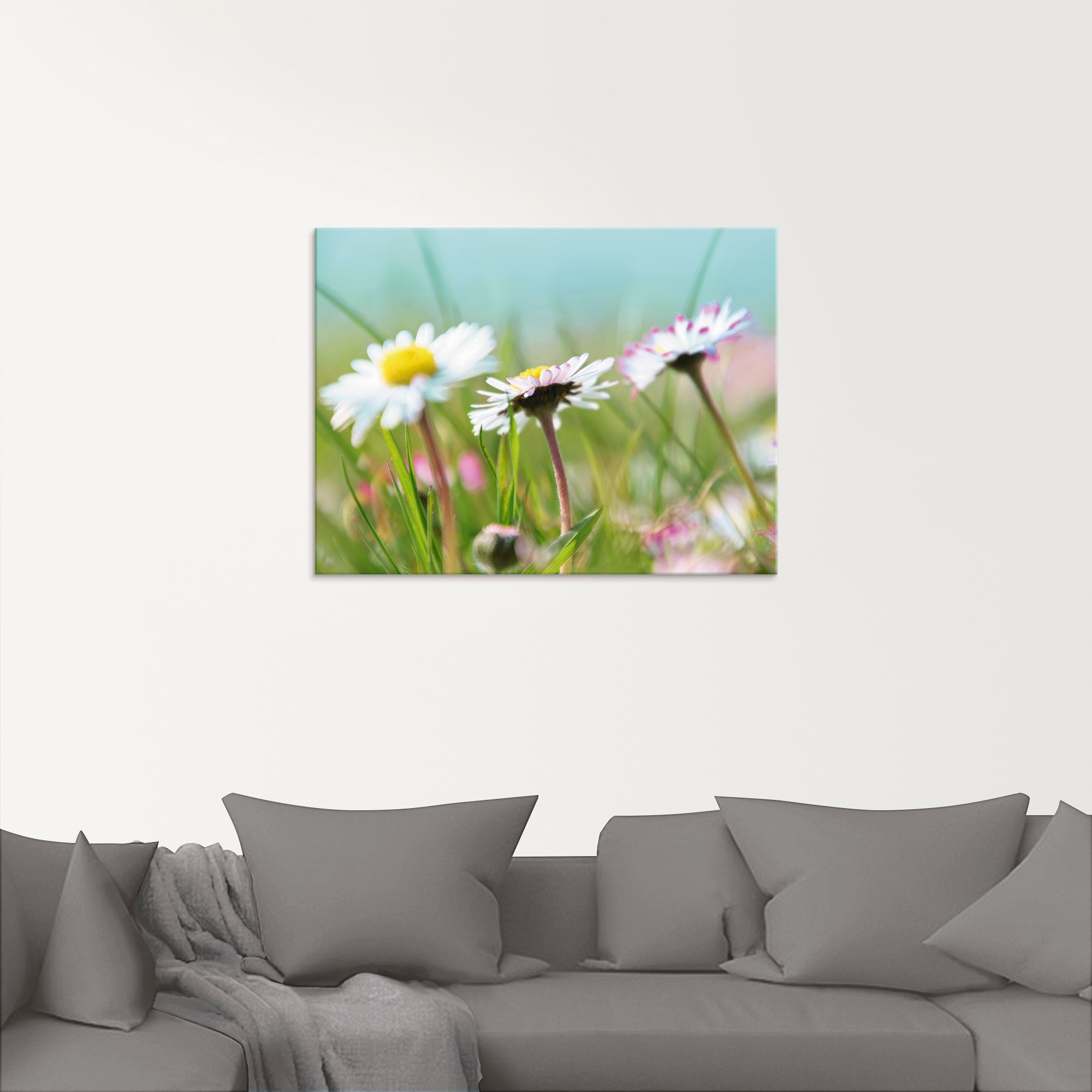 Artland Glasbild »Gänseblümchen Romantik«, Blumen, (1 St.), in verschiedenen Größen