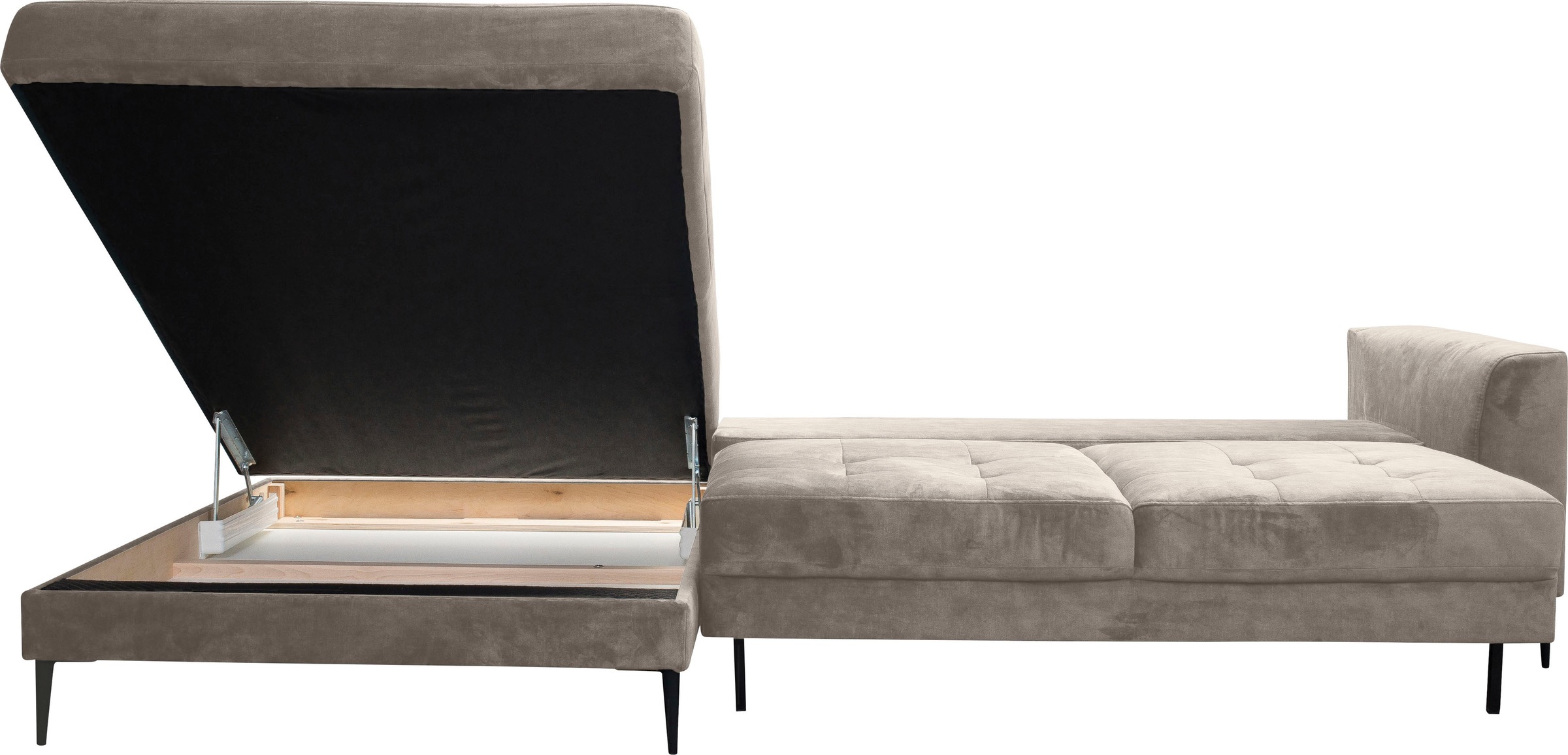 TRENDMANUFAKTUR Ecksofa »Luzi, wahlweise mit Schlaffunktion und Bettkasten bestellbar, L-Form«, Designsofa mit tollem Sitzkomfort, Metallfüße schwarz, Breite 280 cm