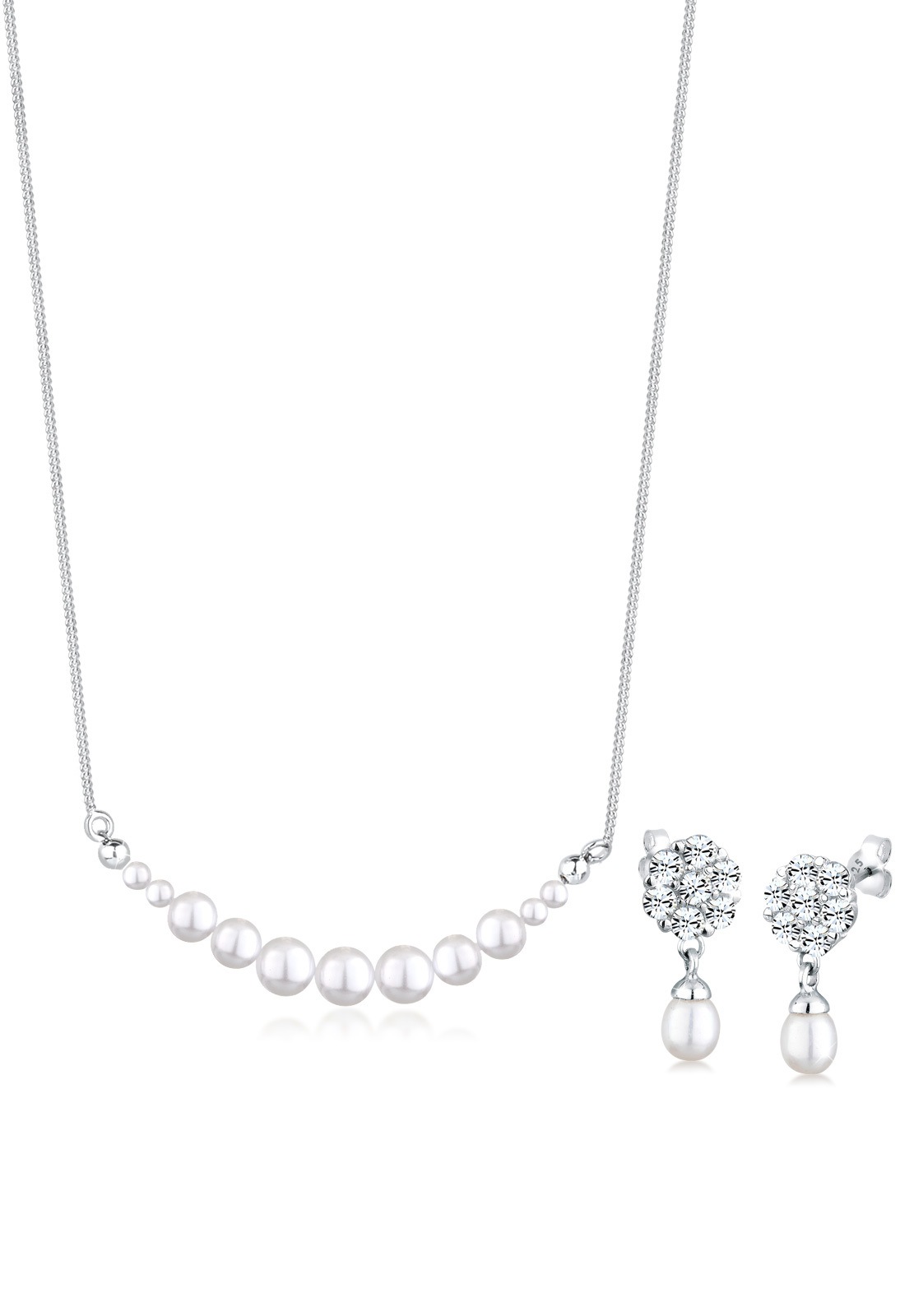 Elli Schmuckset »Perle Kristalle 925 Silber«