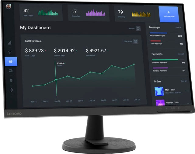 Lenovo LED-Monitor »D24-40«, 61 cm/24 Zoll, 1920 x 1080 px, Full HD, 4 ms Reaktionszeit, 75 Hz