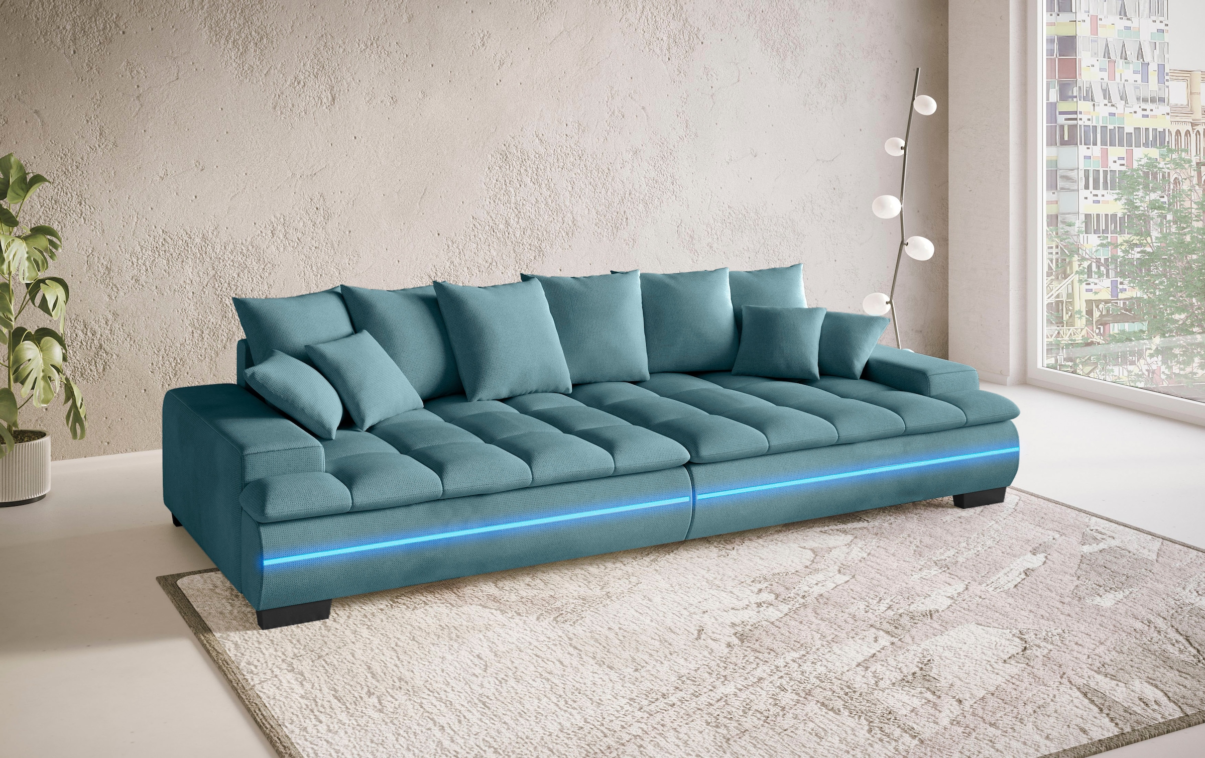Mr. Couch Big-Sofa »Haiti II RGB-LED«, RGB-LED Beleuchtung, mit Handwerklich gearbeiteter Komfort-Steppung
