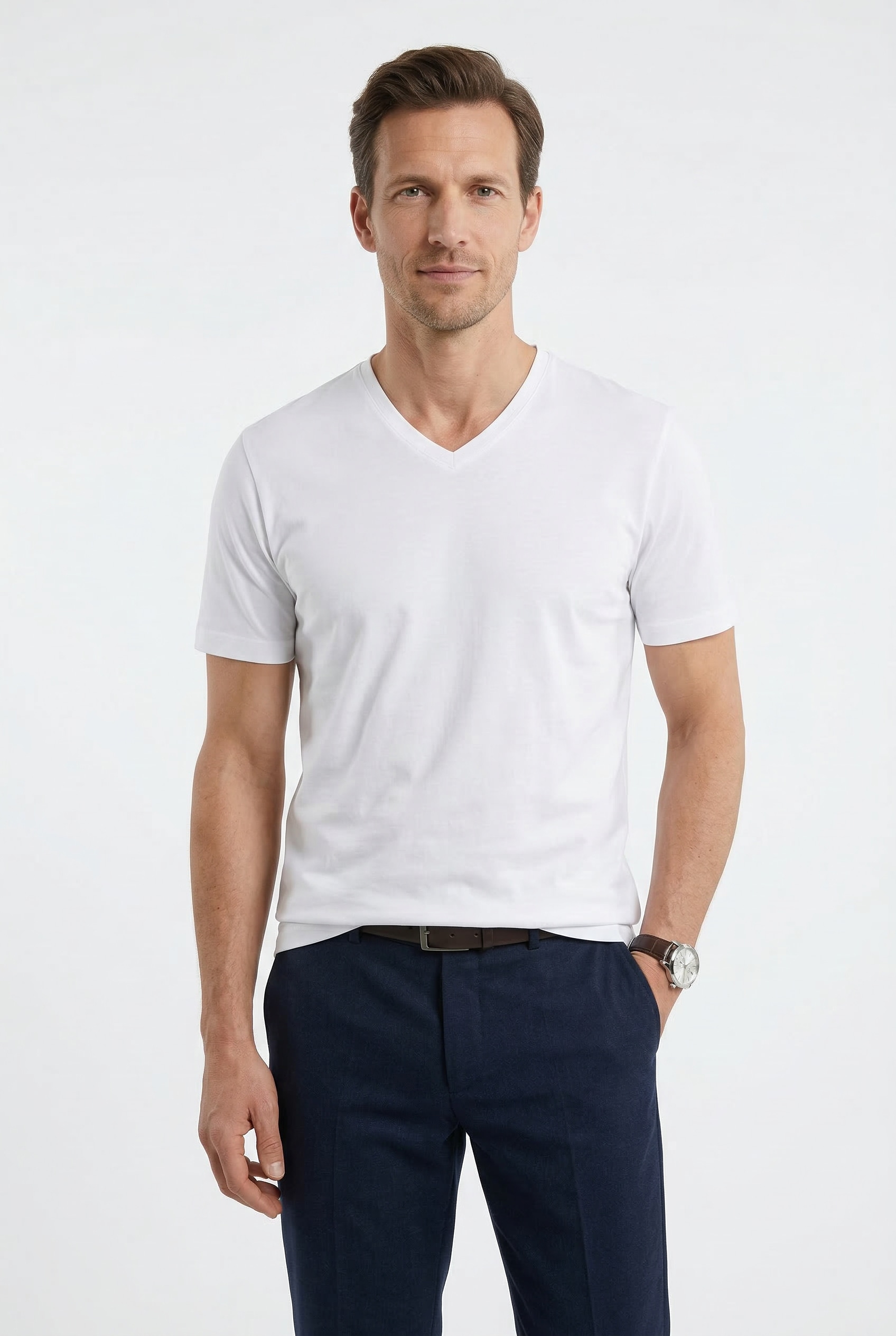 OLYMP T-Shirt Packung, 3er, 3 Stk. V-Ausschnitt, modern fit, reine Baumwolle