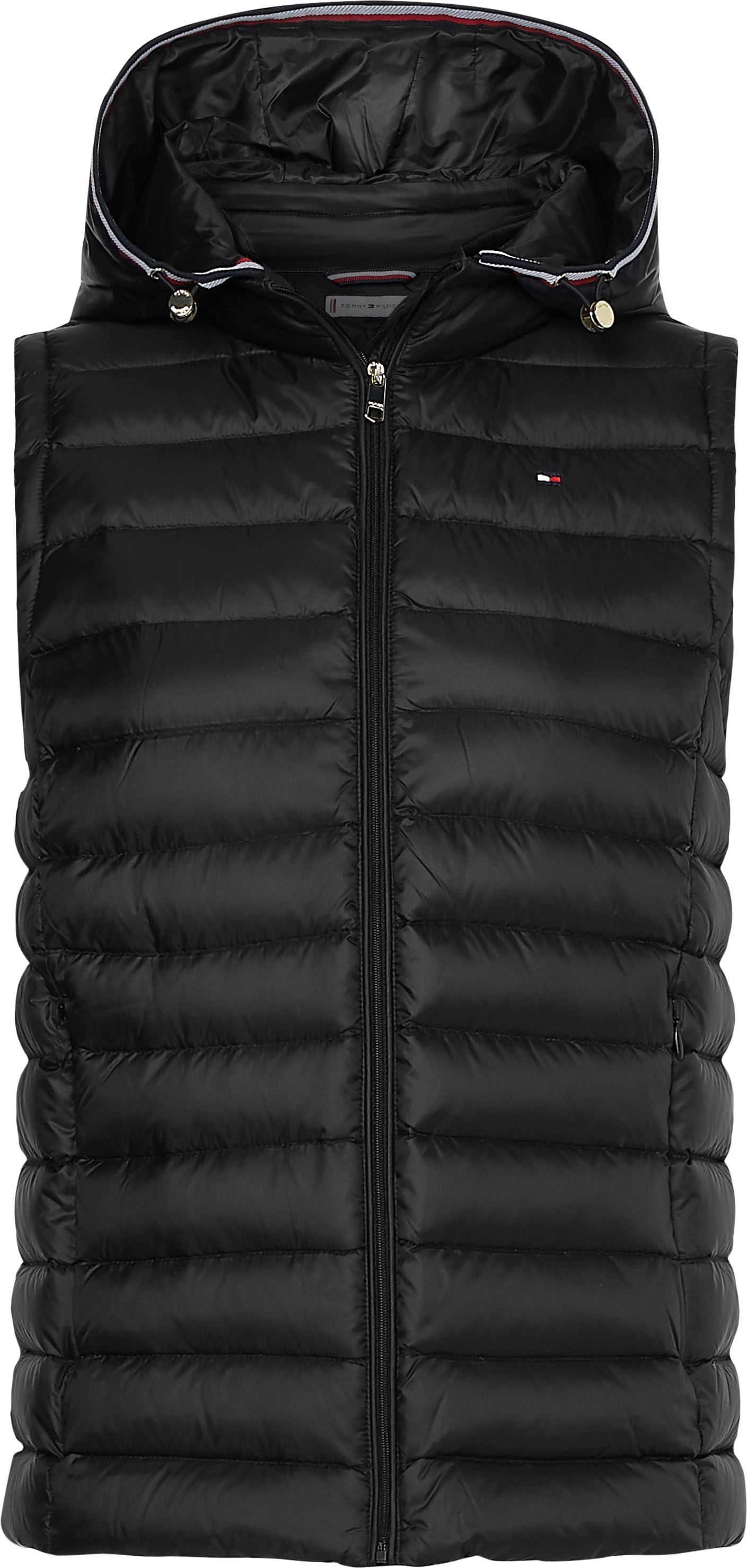Tommy Hilfiger Daunenweste »HERITAGE LW DOWN VEST«, mit Streifen in den typischen Tommy Hilfiger Farben an der Kapuze