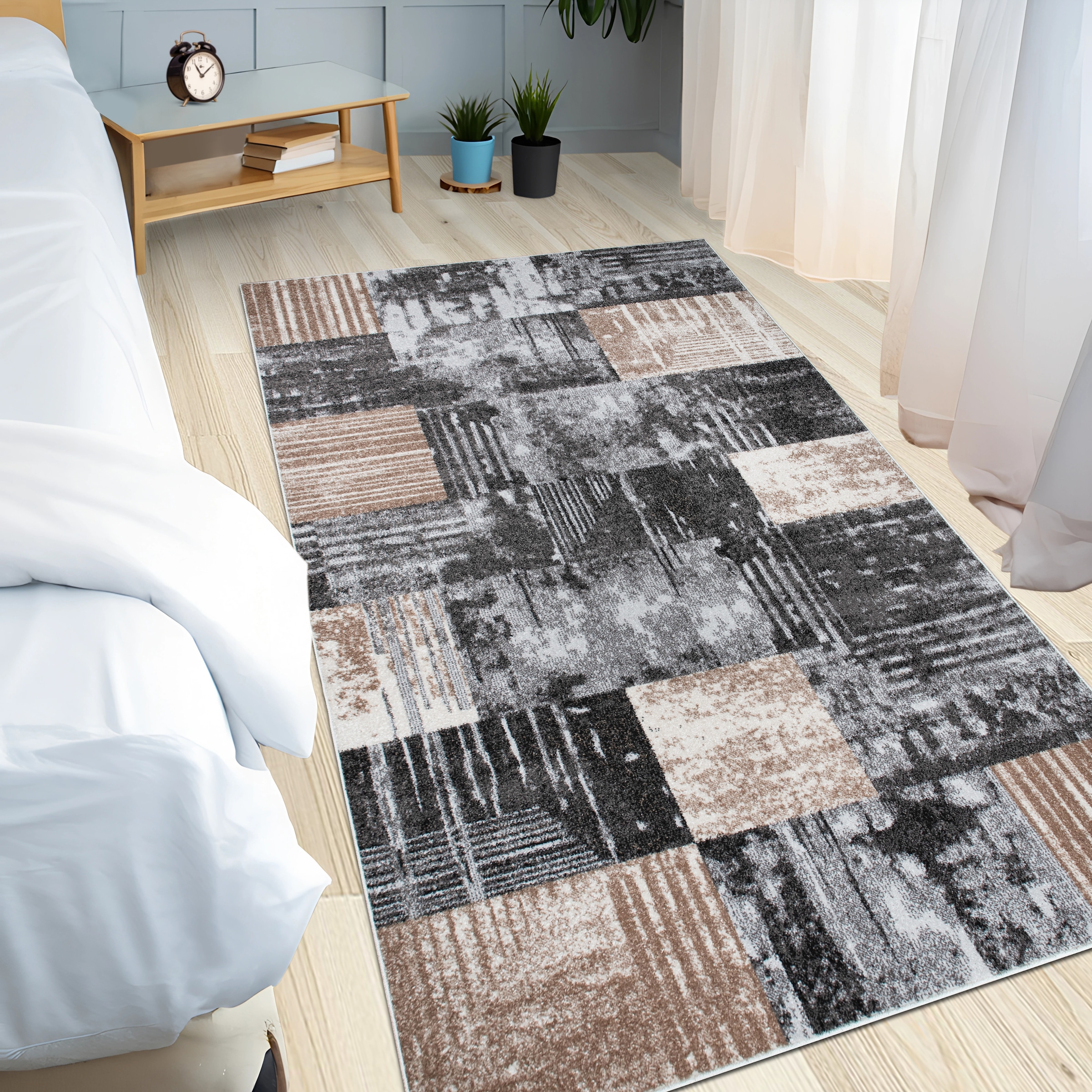 OTTO home Teppich »Lunari«, rechteckig, 9 mm Höhe, Karo-Design, modern, geometrisches Muster, weiche Haptik