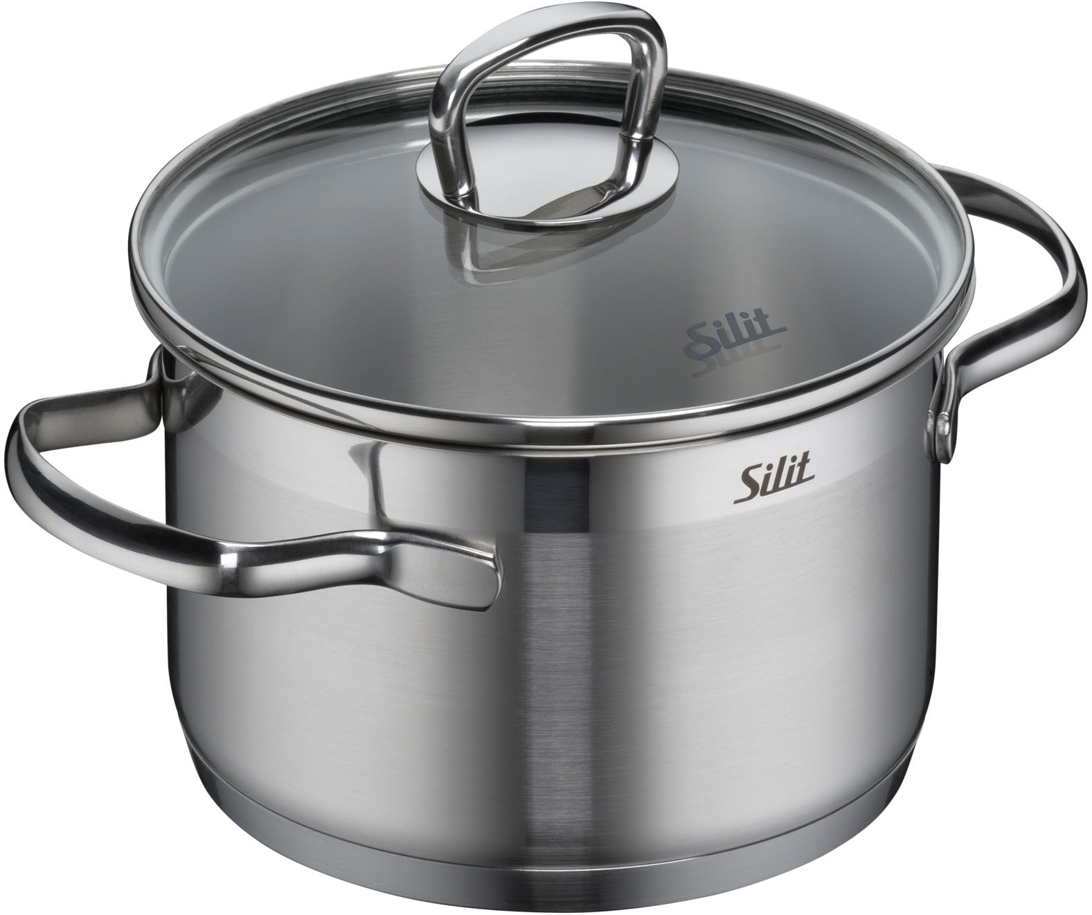 Silit Topf-Set »Toskana Induktion, Kochtopf Set mit Glasdeckel, teilmattiert«, Edelstahl 18/10, (Set, 8 tlg., je 1 Bratentopf Ø 16/20 cm, je 1 Fleischtopf Ø 16/20 cm), Induktions Töpfe Set, für alle Herdarten geeignet, ohne Skalierung