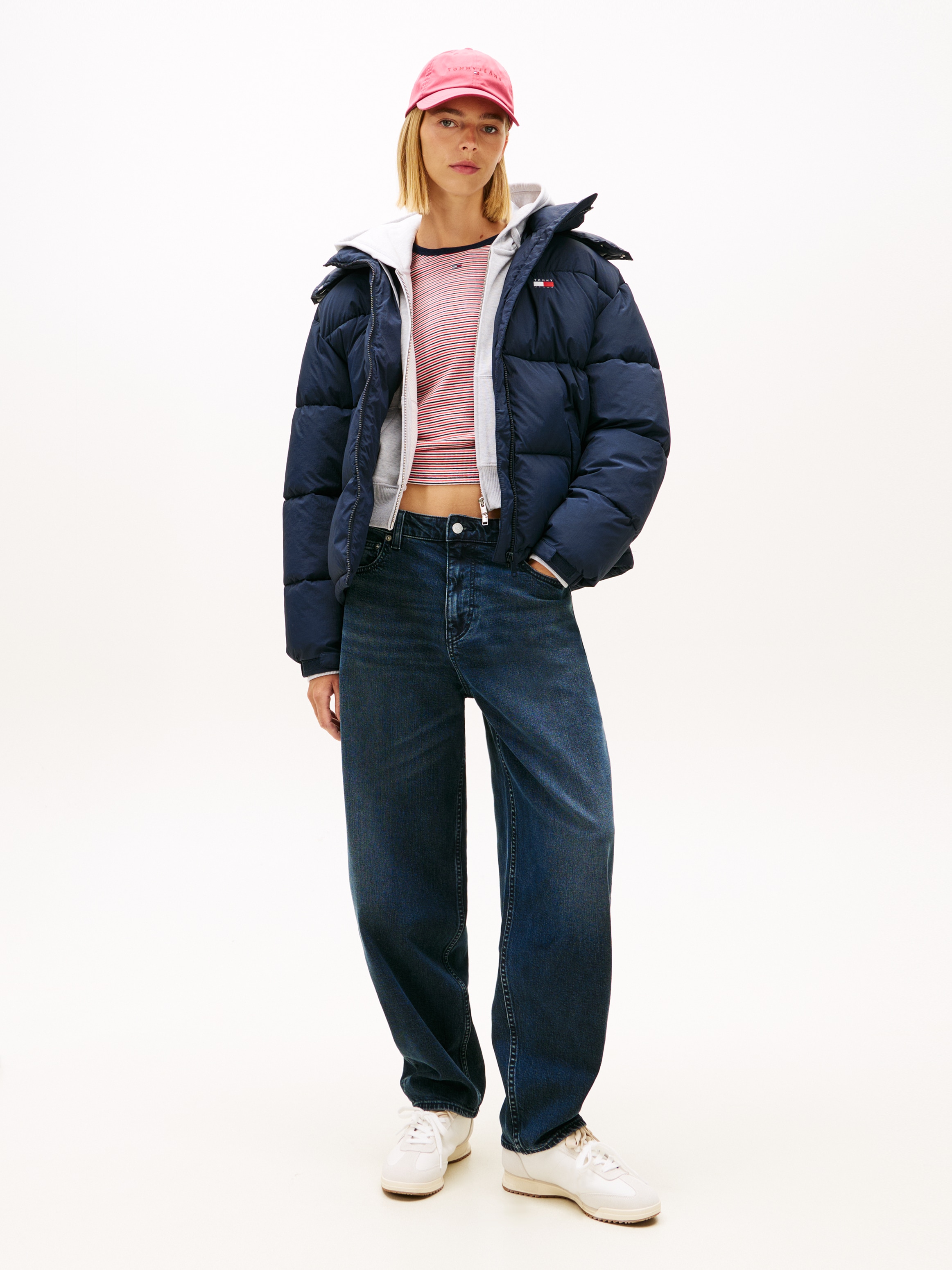 Tommy Jeans Steppjacke »TJW OVS HOODED FLAG PUFFER EXT« mit Kapuze