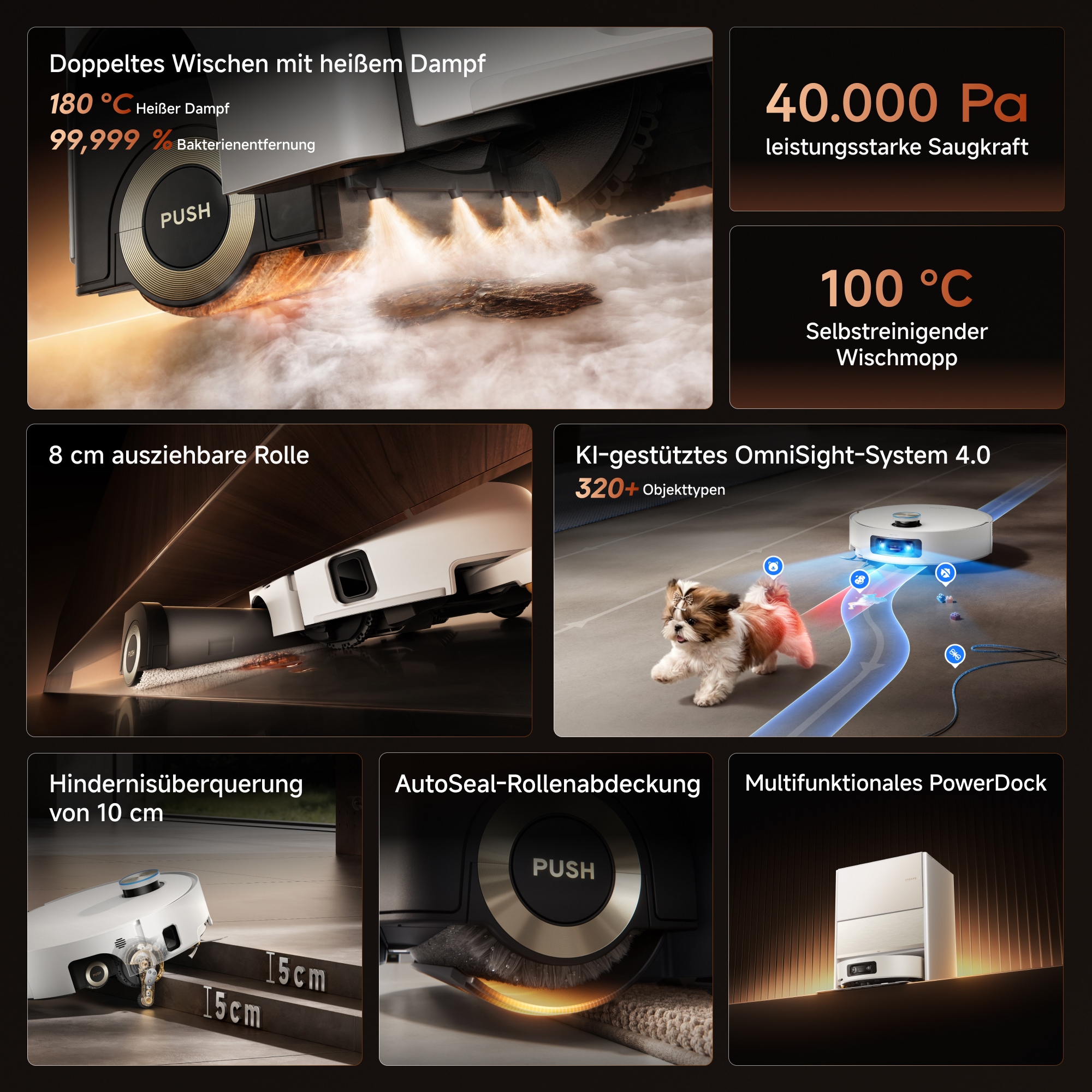 Dreame Nass-Trocken-Saugroboter »Aqua20 Pro Ultra Roller X Complete White« Vollautomatische Absaugstation, App-Steuerung