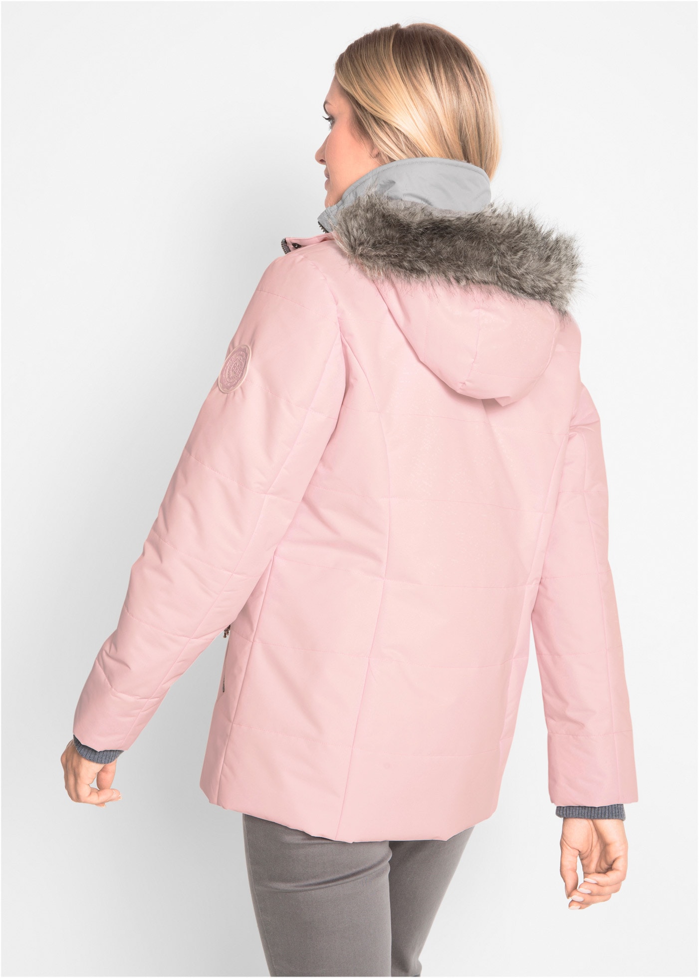 bonprix Winterjacke »Winterjacke in 2-in1 Optik« mit Kapuze mit 2-in-1 Optik, mit integriertem Fleeceeinsatz, Slim fit Passform