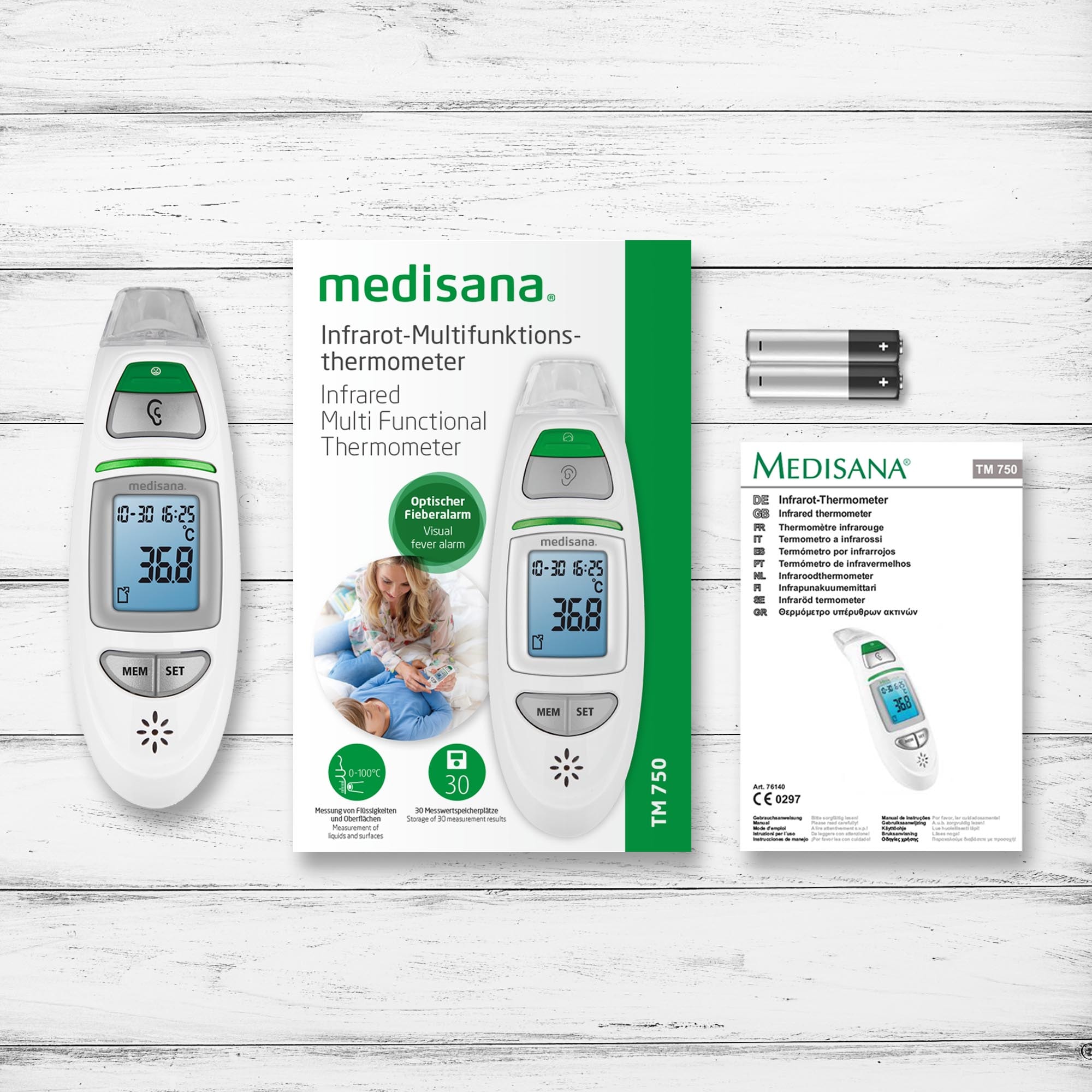 Medisana Infrarot-Fieberthermometer »TM 750« misst Stirn, Ohr und Umgebungstemperatur, Flüssigkeiten, Oberflächen