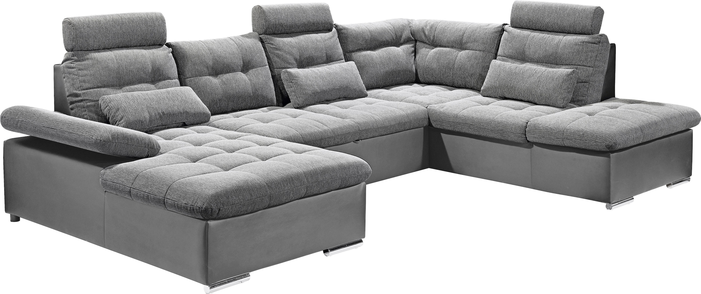 ED EXCITING DESIGN Wohnlandschaft Jakarta, mit Bettfunktion, Bettkasten, Kopfstützen, Nierenkissen