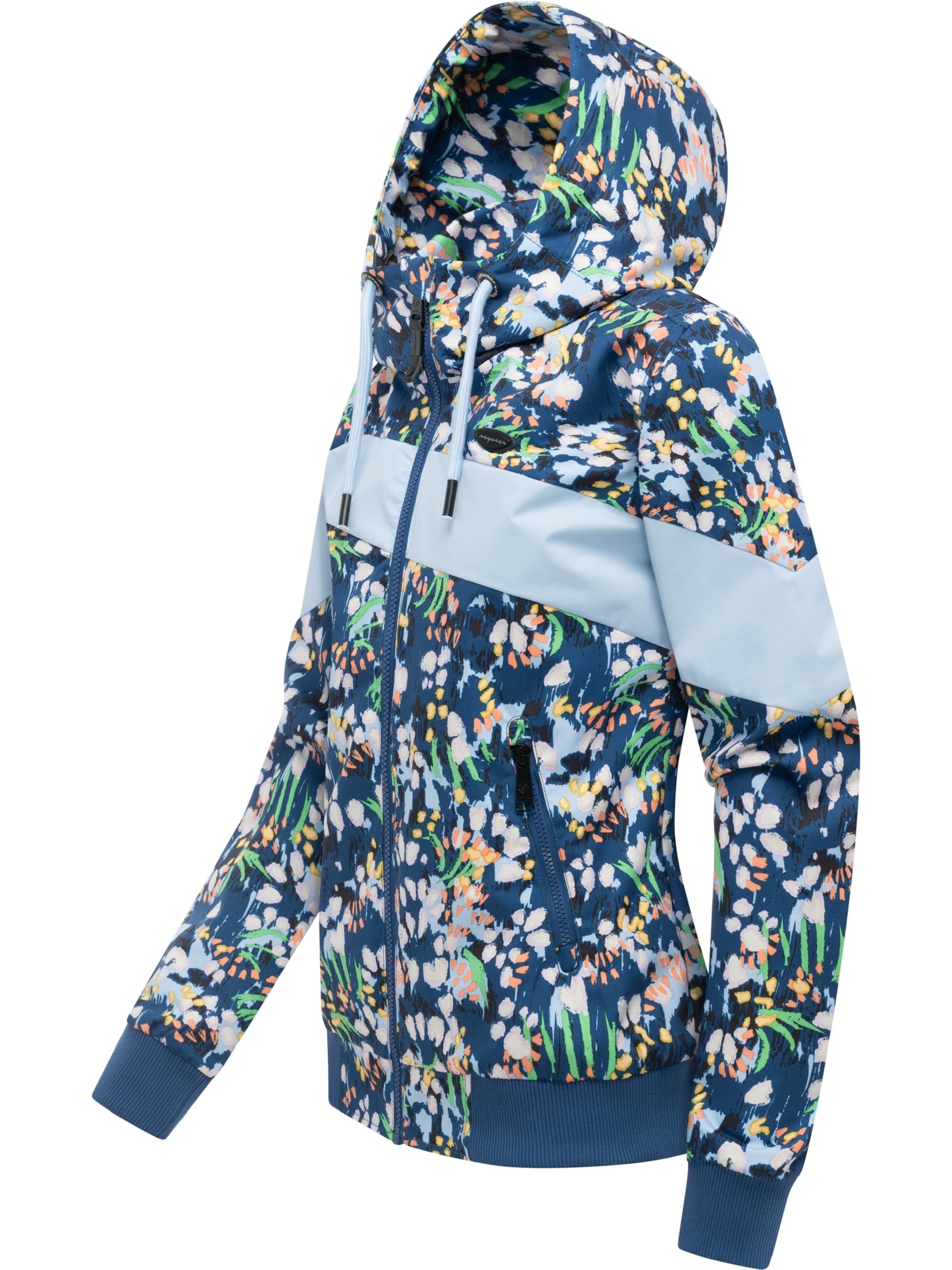 Ragwear Outdoorjacke »Übergangsjacke Nuggie Block Flower« mit Kapuze modische Damen Freizeitjacke mit floralem Print