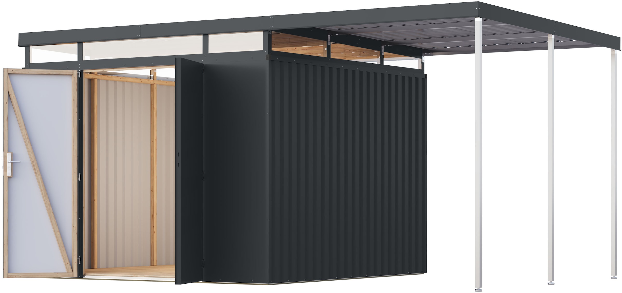 Karibu Gerätehaus »Titanium 3,5 SET mit Anbaudach«