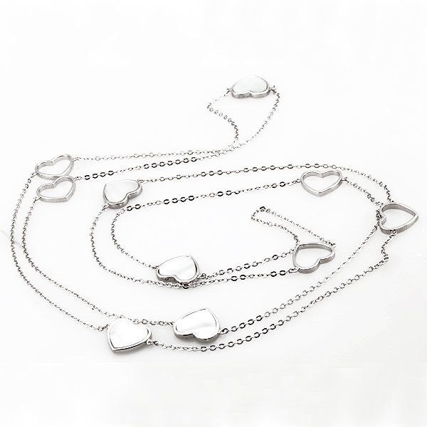 goldmaid Collier, Herz 925/- Sterlingsilber 5 Perlmutt Steinen