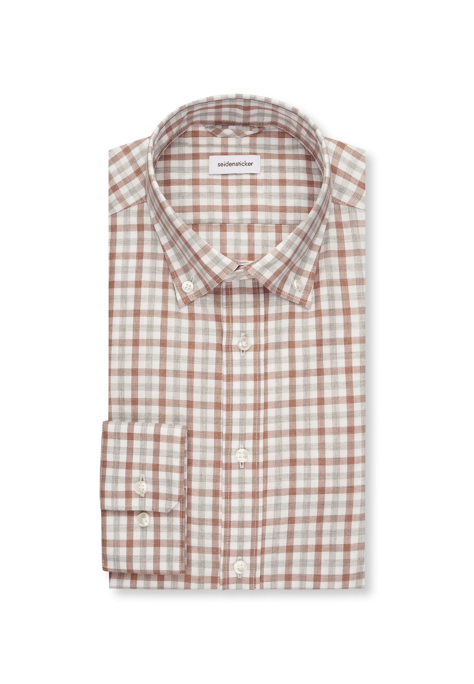 seidensticker Flanellhemd »Slim« Slim 1/1 Button-Down-Kragen Karo