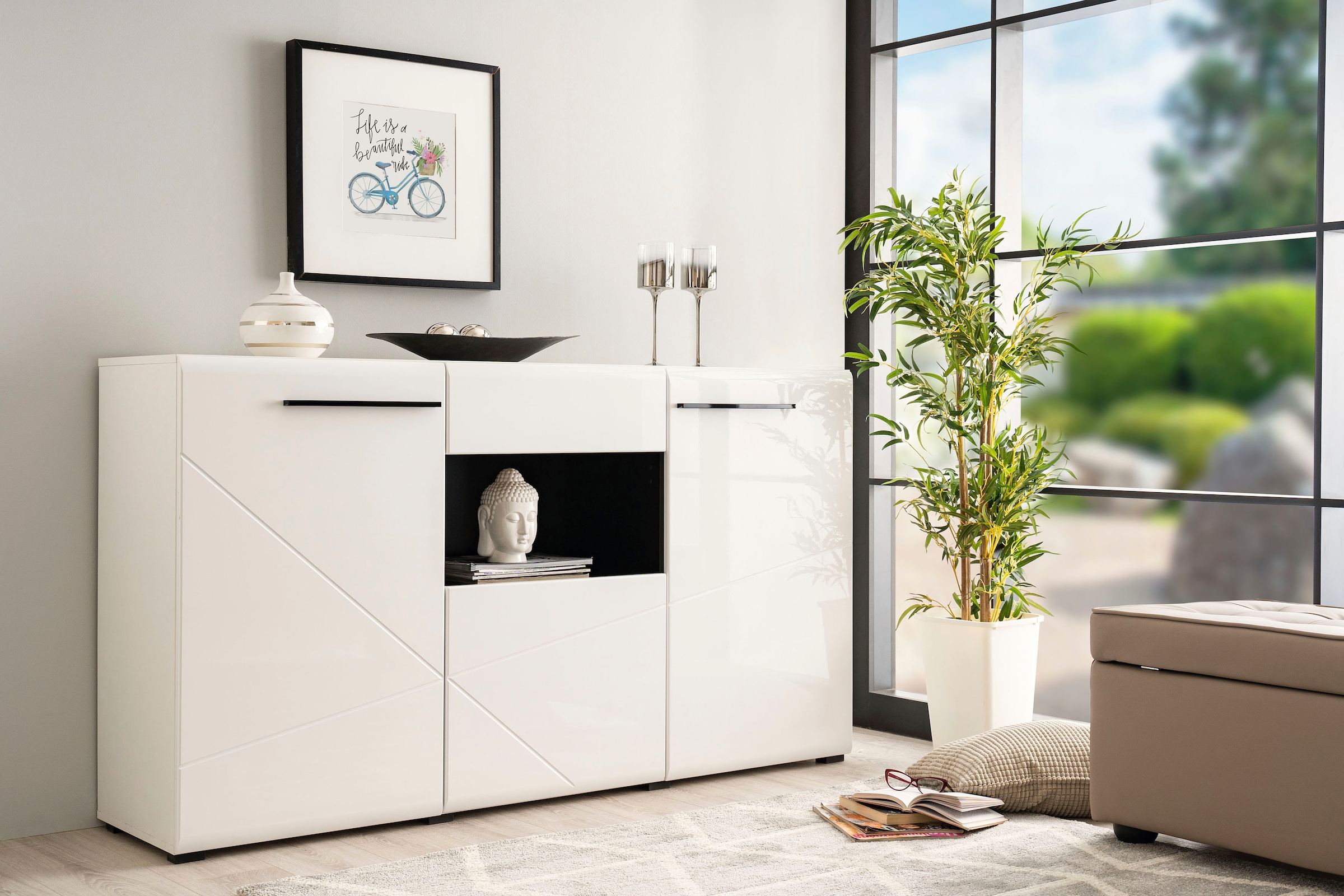 INOSIGN Wohnwand »Trentino«, (Set, 5 St.), inkl. Vitrine, Lowboard, Highboard, Wandregal und Kommode