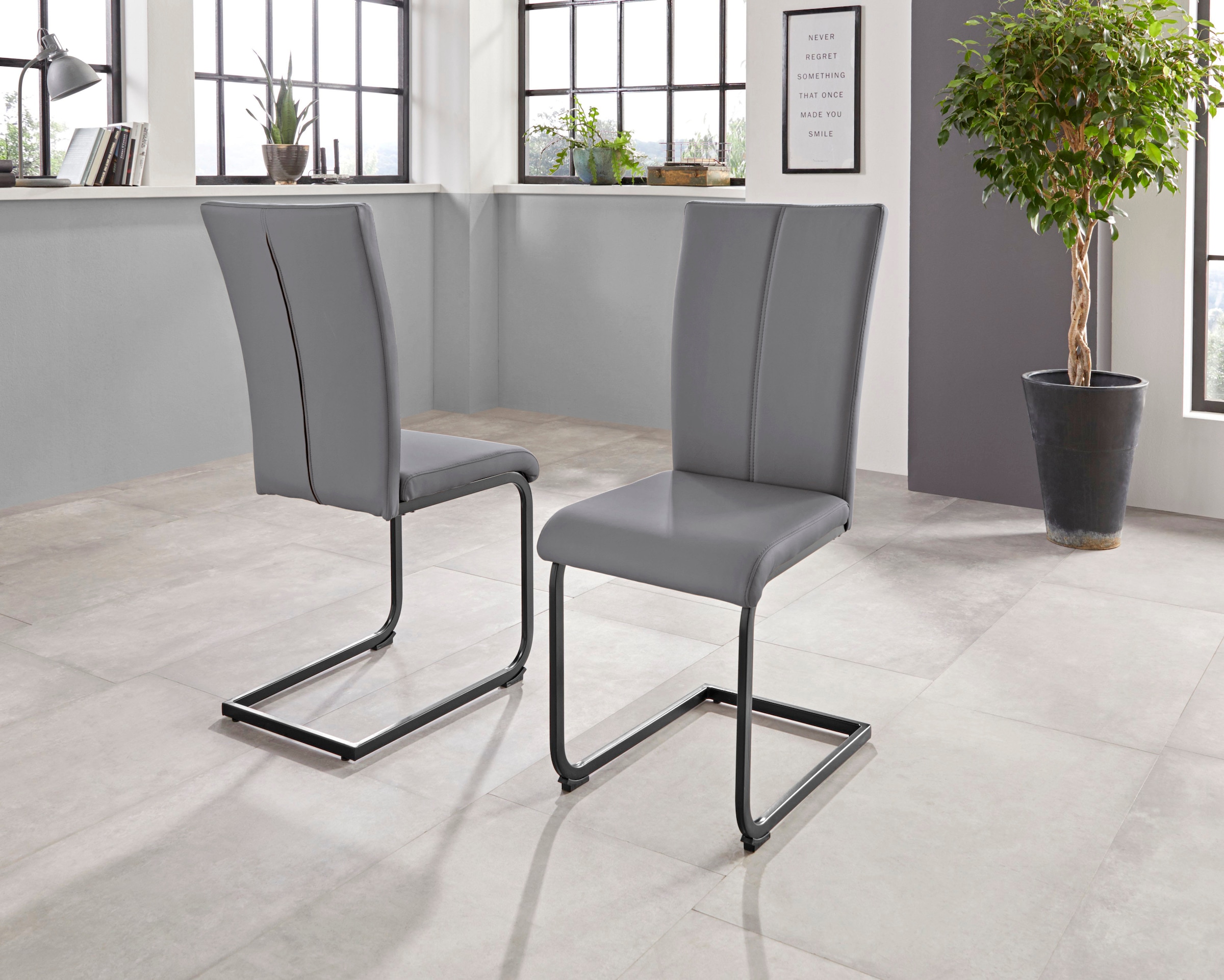 Home affaire Freischwinger »Oliver«, (Set), 2 St., Kunstleder, Stuhl belastbar bis 120 Kg