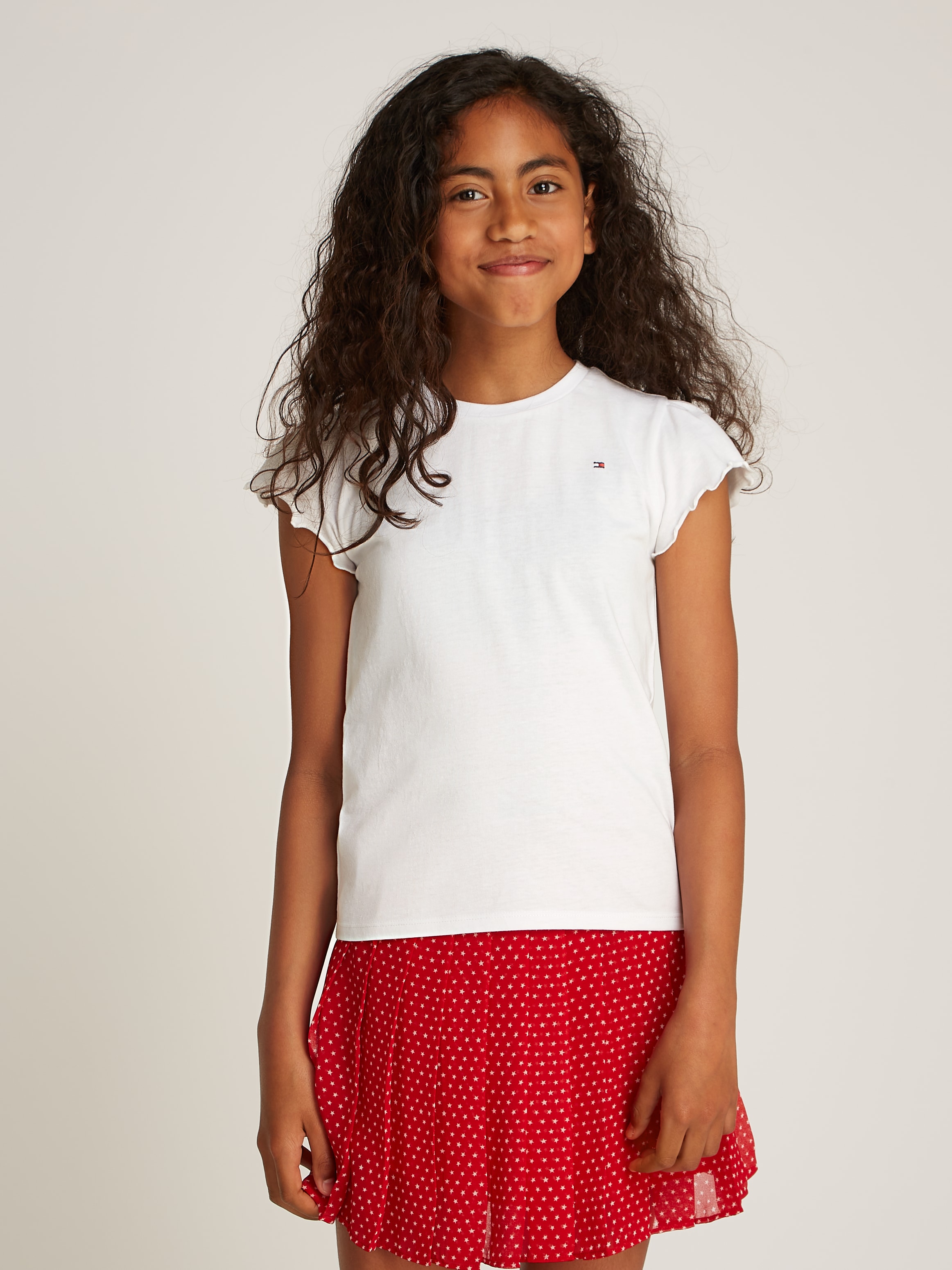 Tommy Hilfiger T-Shirt »ESSENTIAL RUFFLE SLEEVE TOP«, mit gewelltem Ärmelabschluss