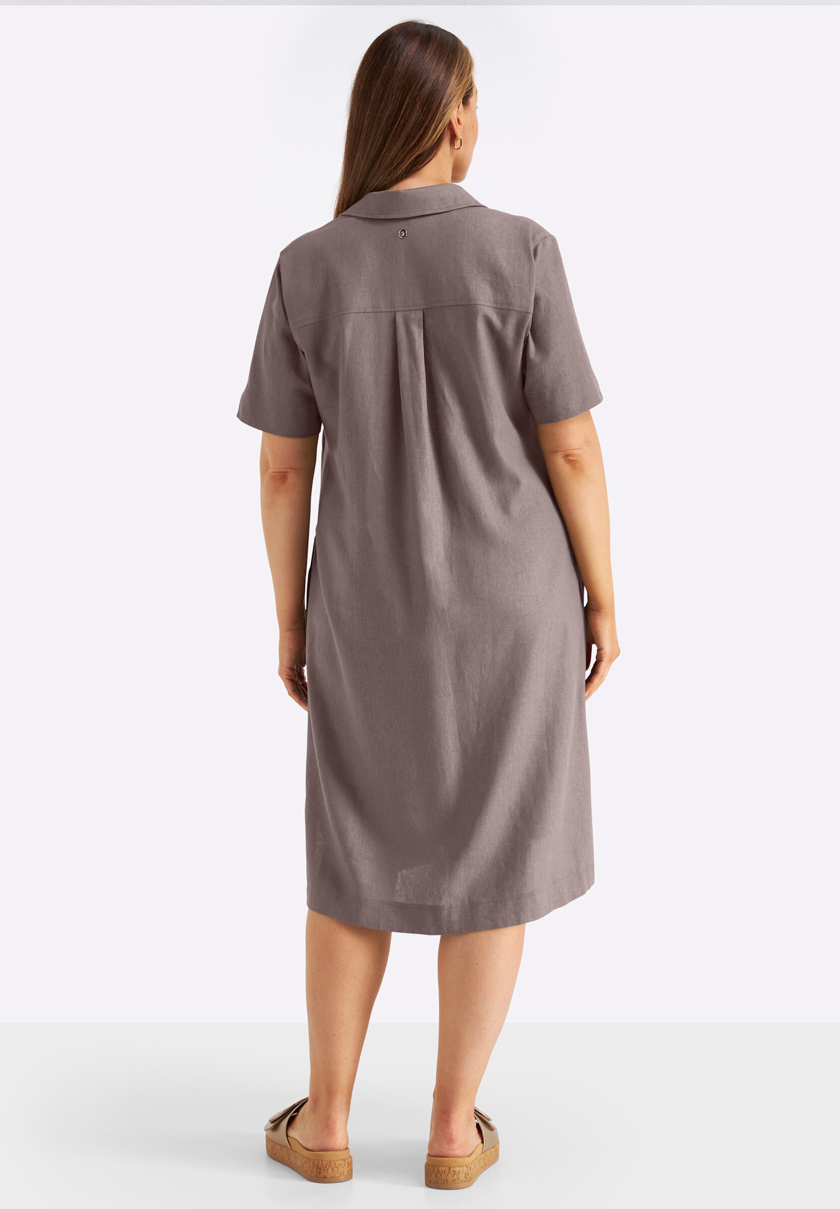 Sheego Sommerkleid »Leinenkleid A-Linien-Kleid im Leinen-Mix« Ohne Taschen