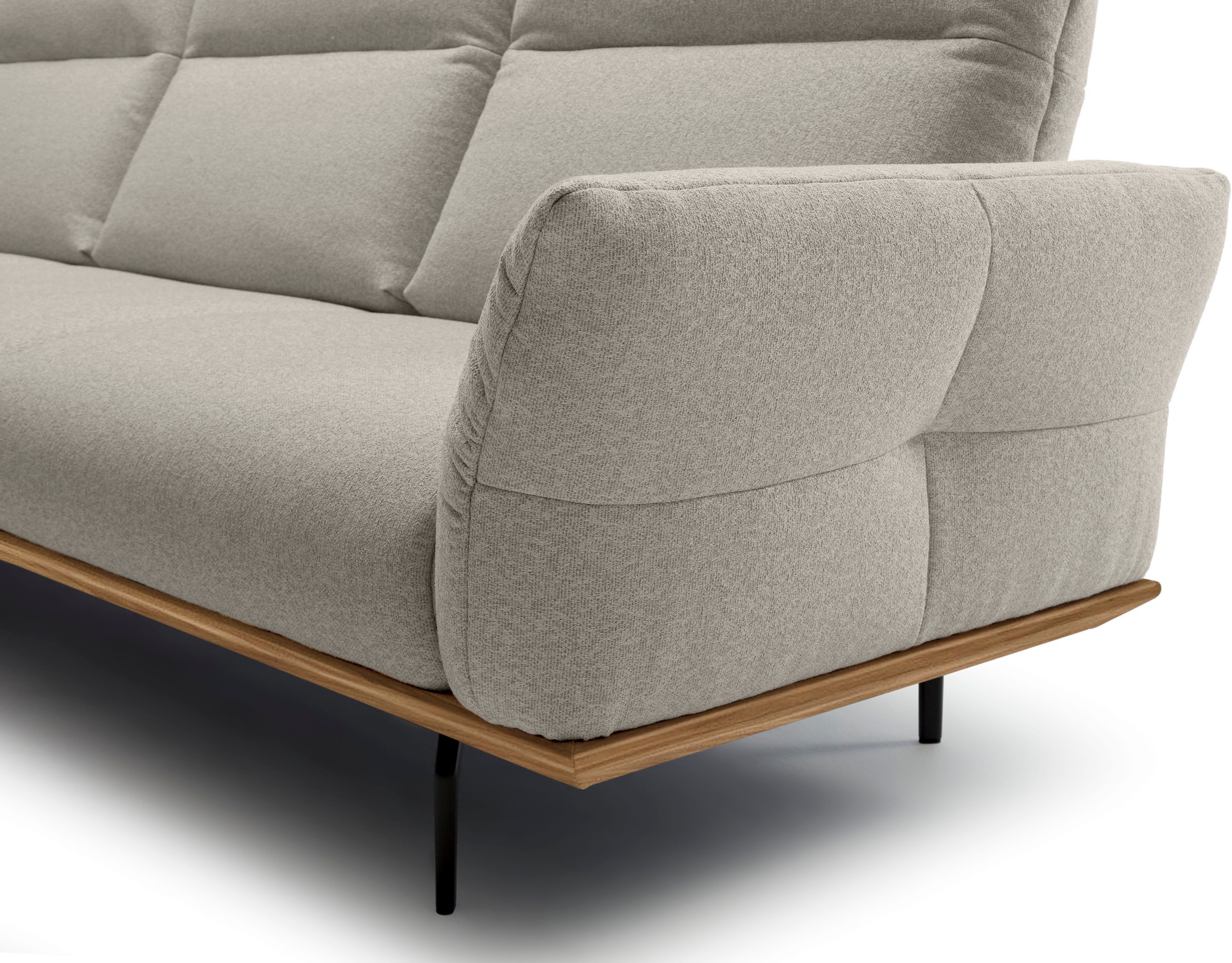 Creation BY ROLF BENZ Ecksofa »CR.460«, Sockel in Nussbaum, Winkelfüße in Umbragrau, Breite 338 cm