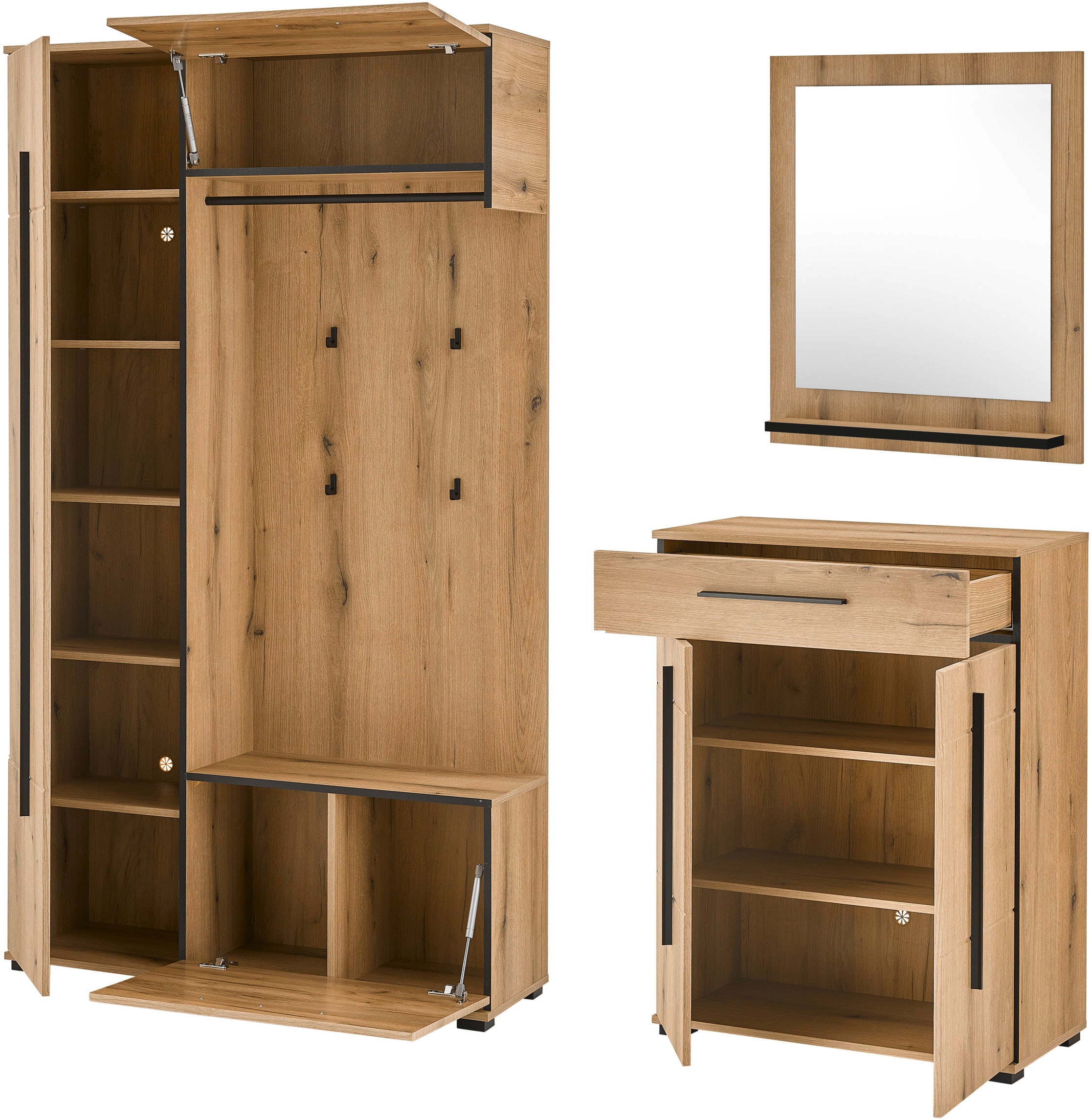 Home affaire Garderoben-Set »Cantara, moderne Garderobe, Komplettset mit viel Stauraum« Komplett-Set, 3 Stk. tlg.